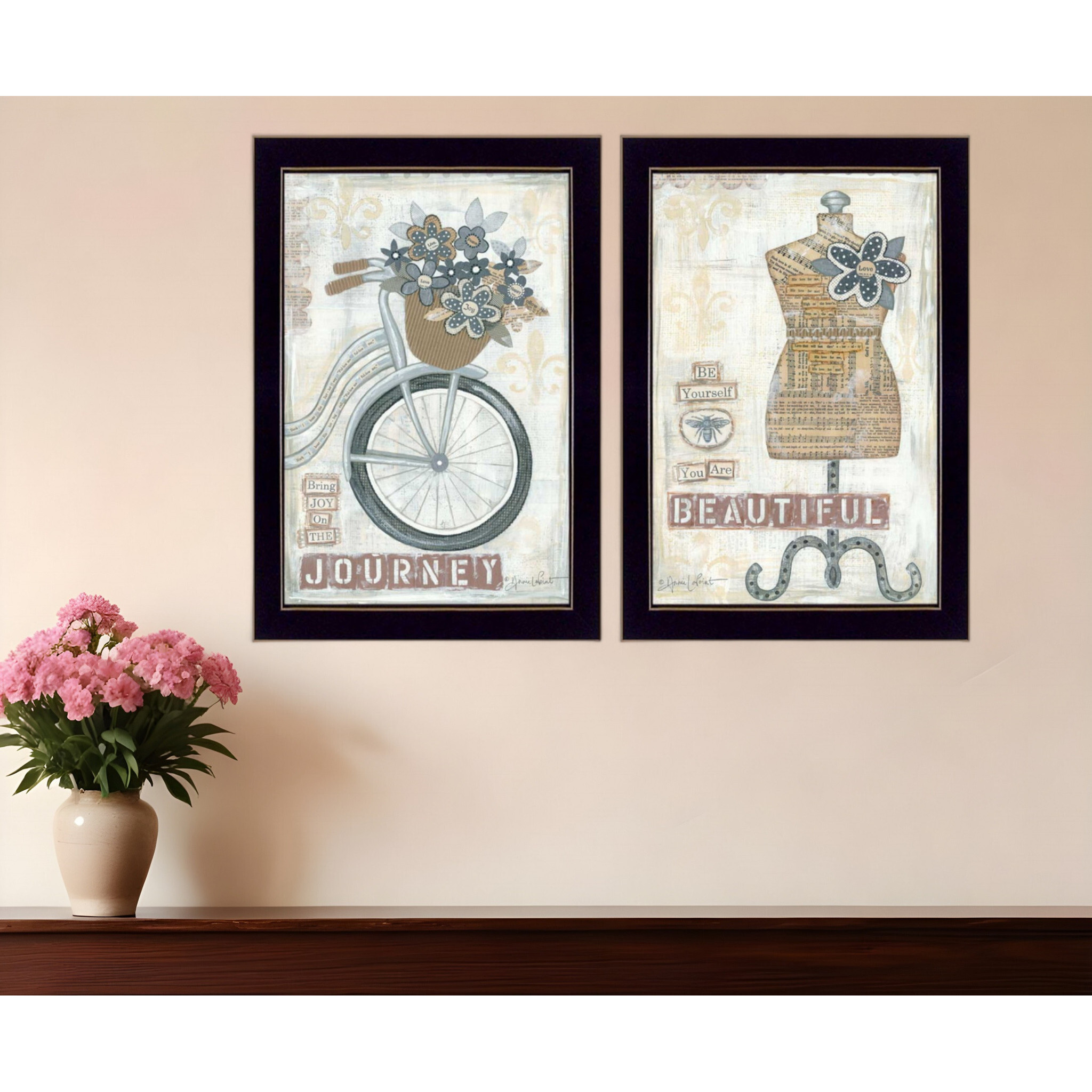 Set Of Two Beautiful Journey Black Framed Print Wall Art
