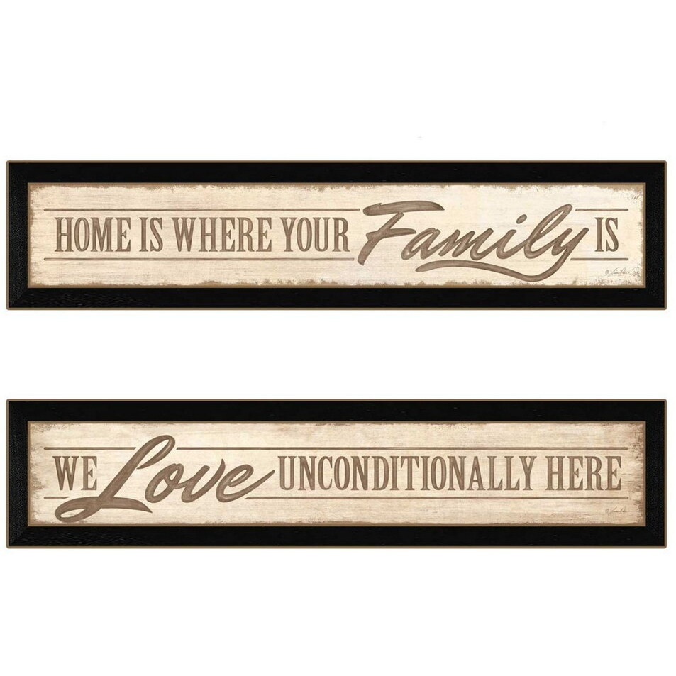 Set Of Two Love Family and Friends Black Framed Print Wall Art