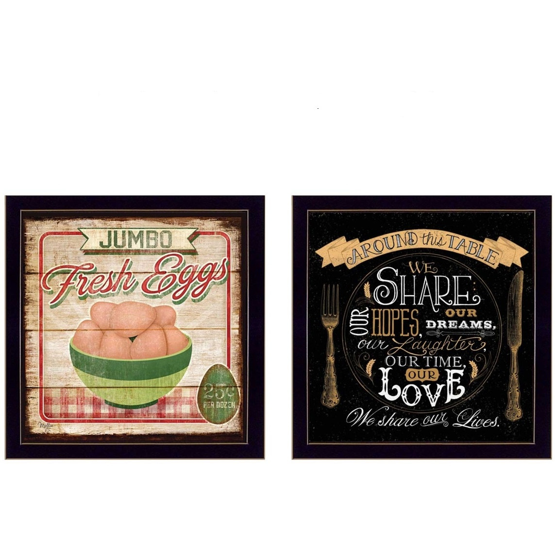 Set Of Two Around the Table Black Framed Print Wall Art