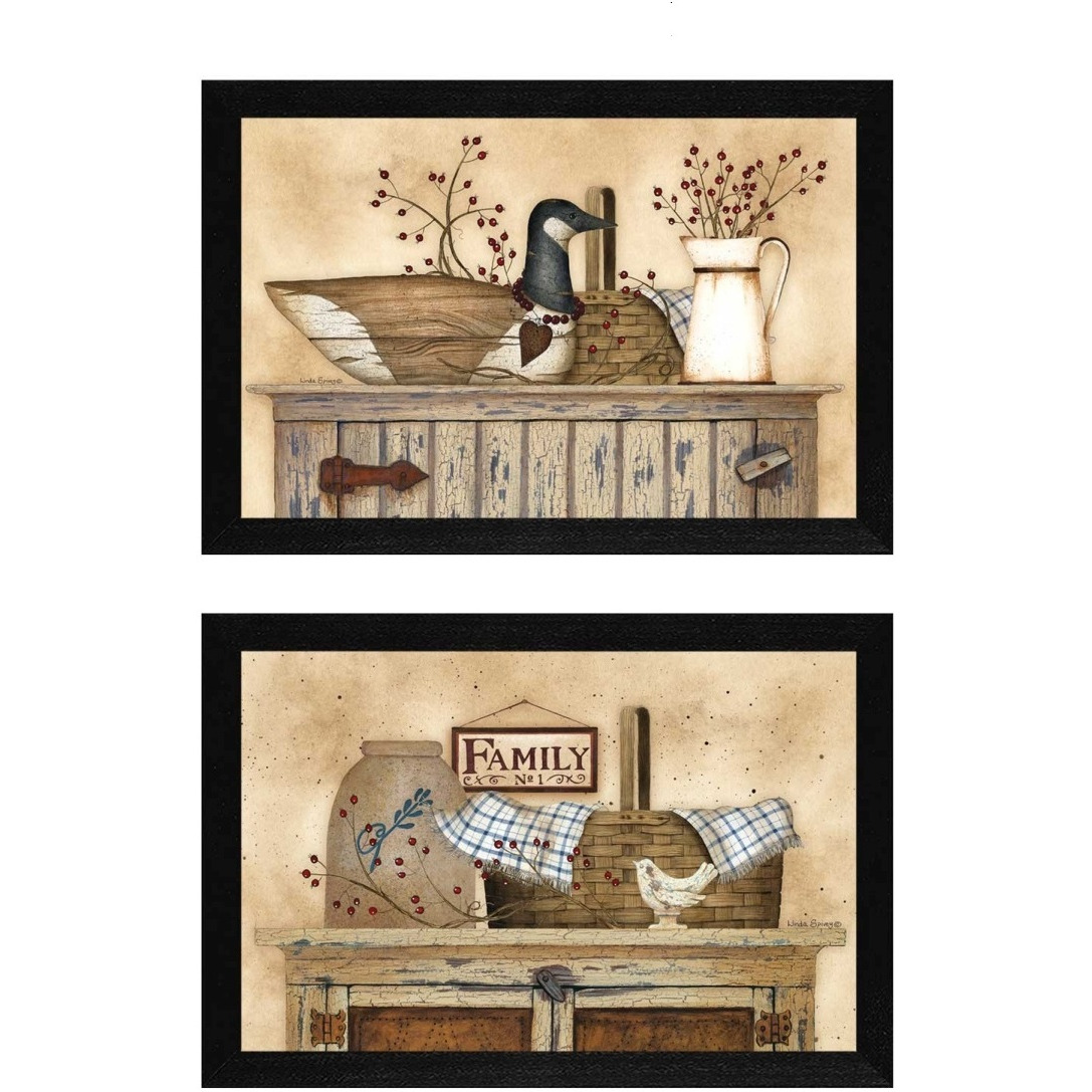 Set Of Two Rustic Still Life Black Framed Print Wall Art