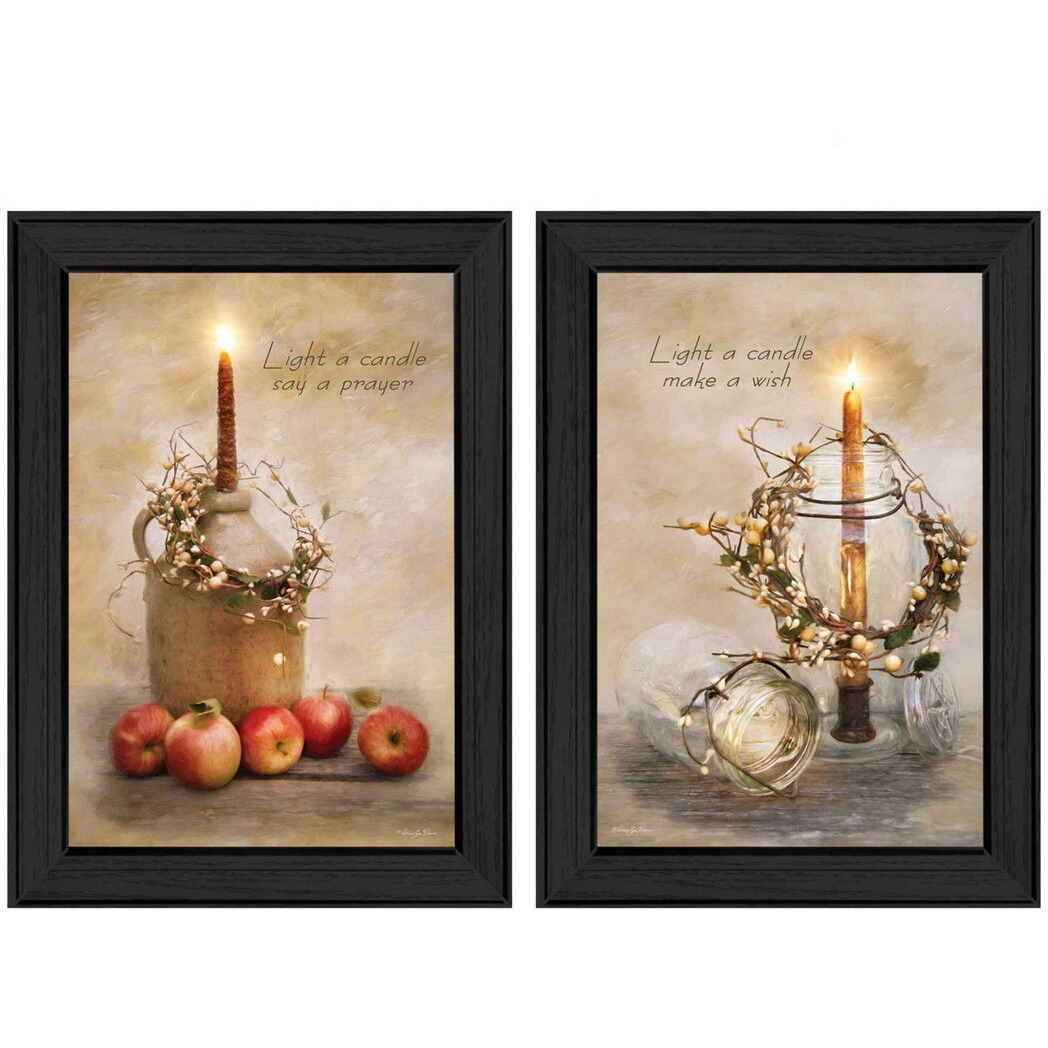 Set Of Two Light a Candle Black Framed Print Wall Art