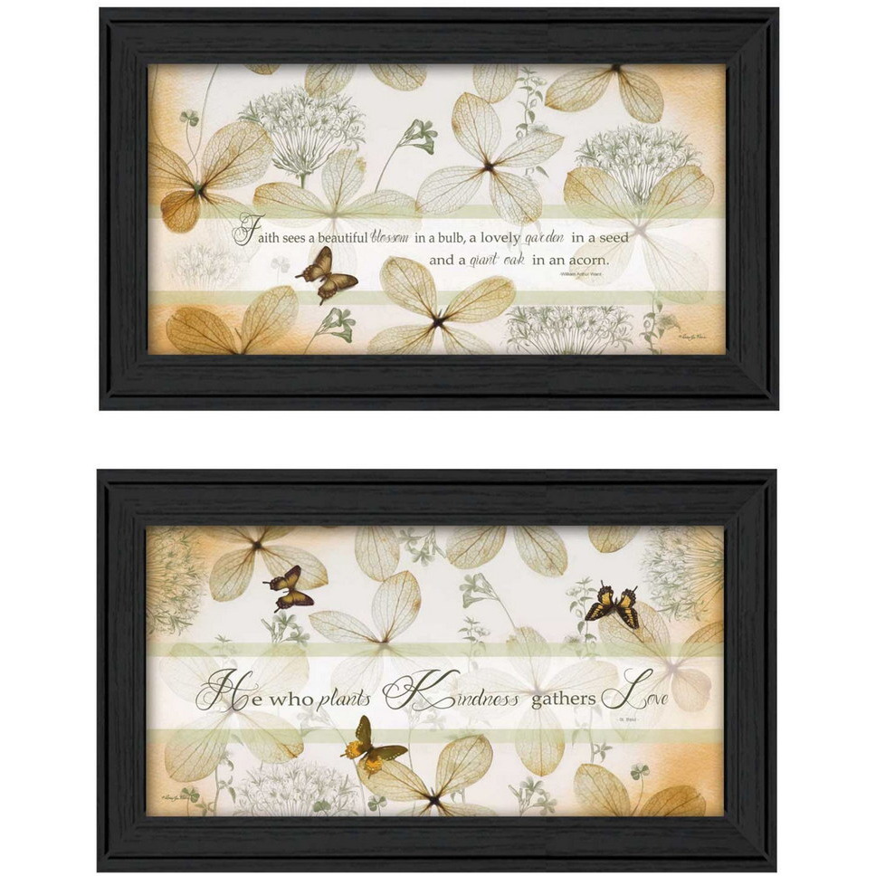 Set Of Two Plant Kindness Black Framed Print Wall Art