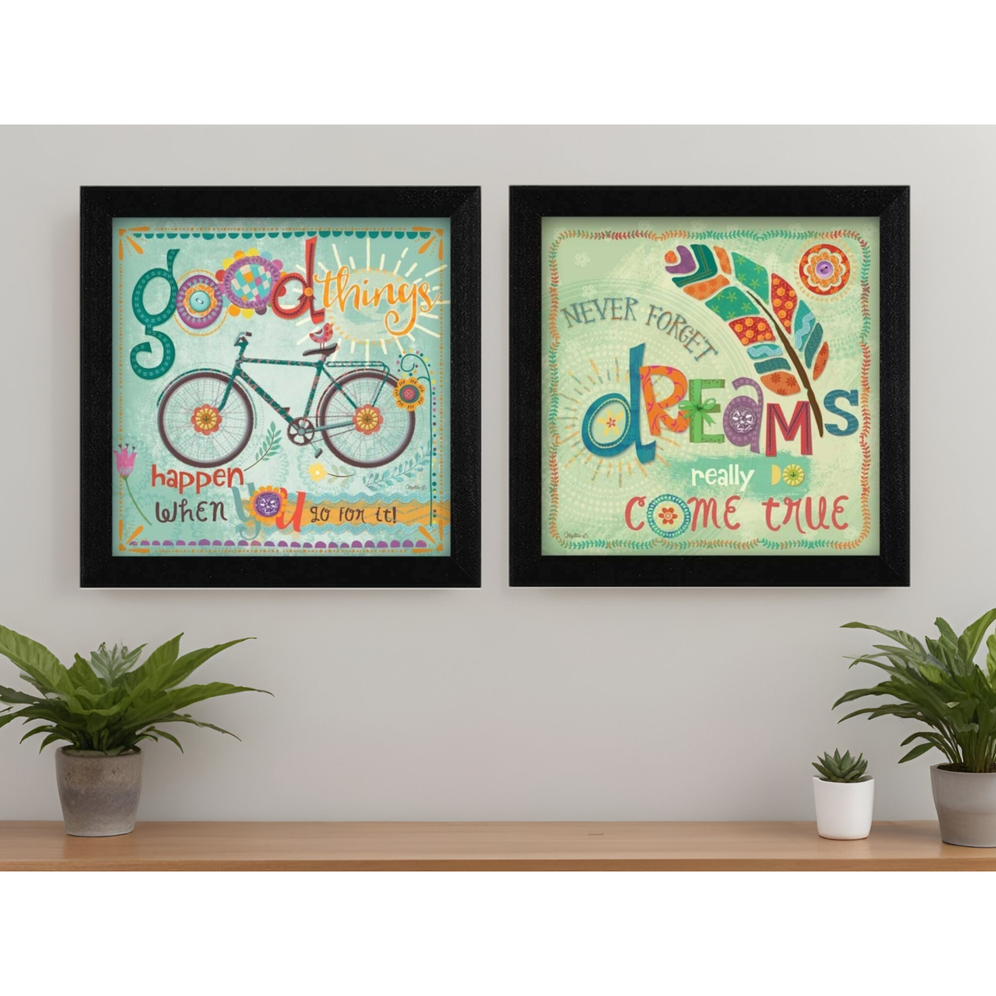 Set Of Two Good Things Black Framed Print Wall Art