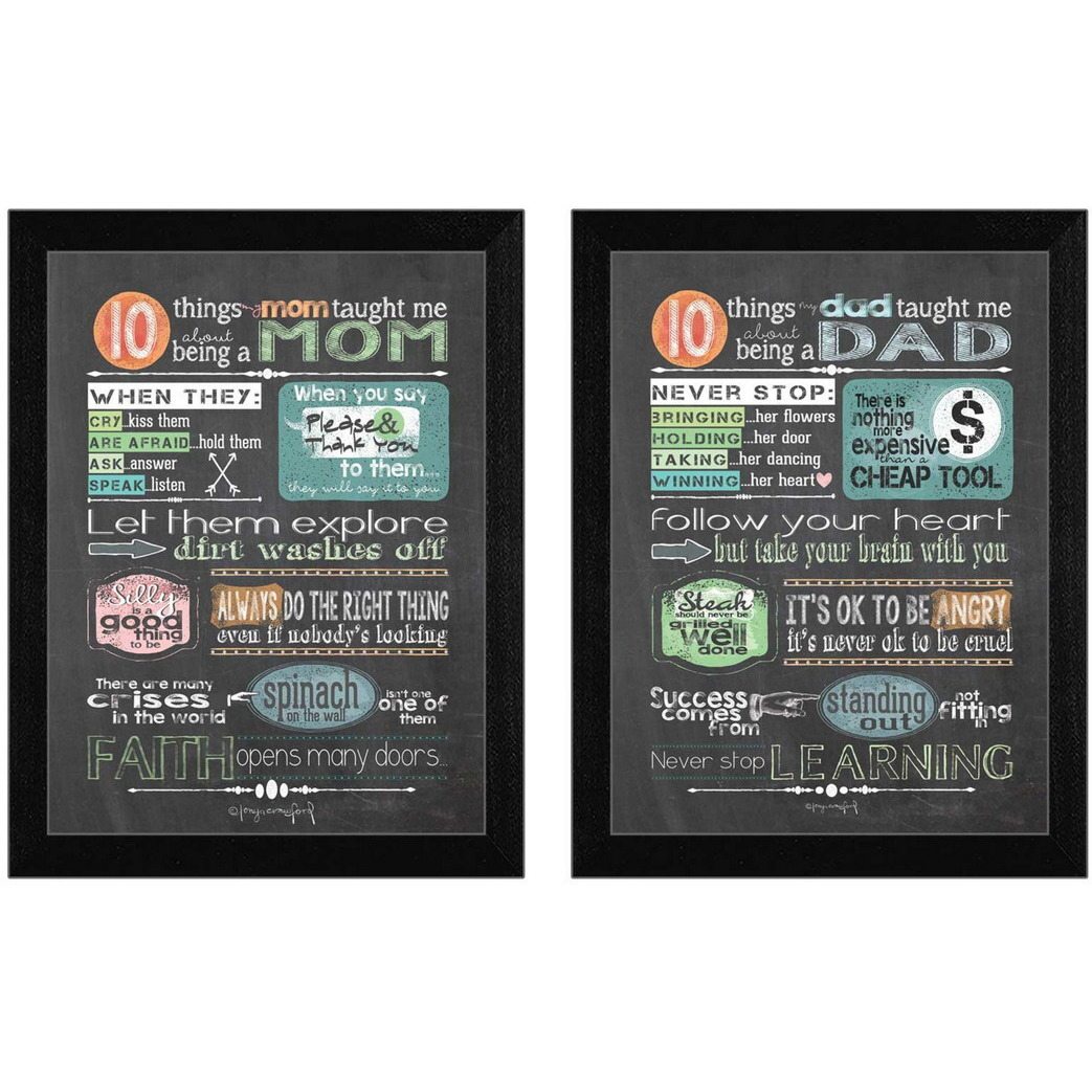 Set Of Two Reminders from Mom and Dad Black Framed Print Wall Art