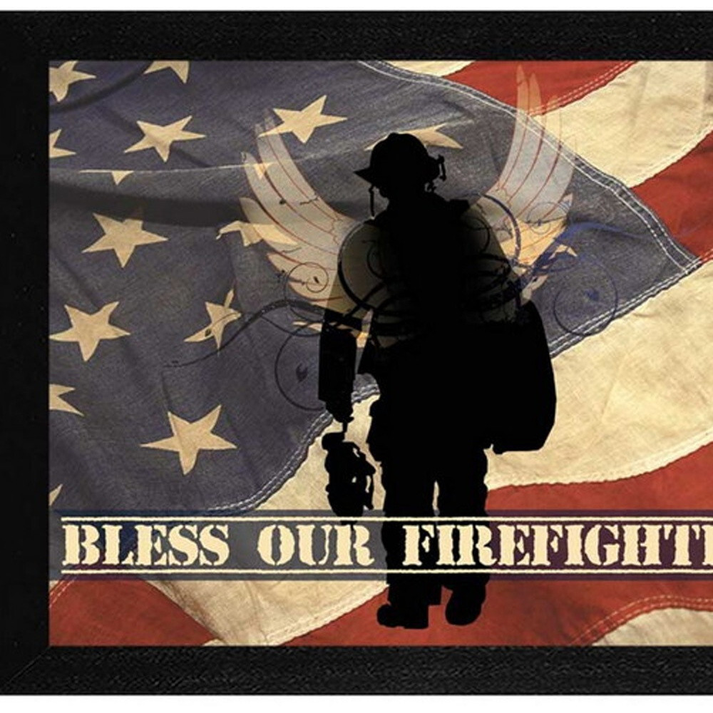 Set Of Two Firefighters One Nation Black Framed Print Wall Art