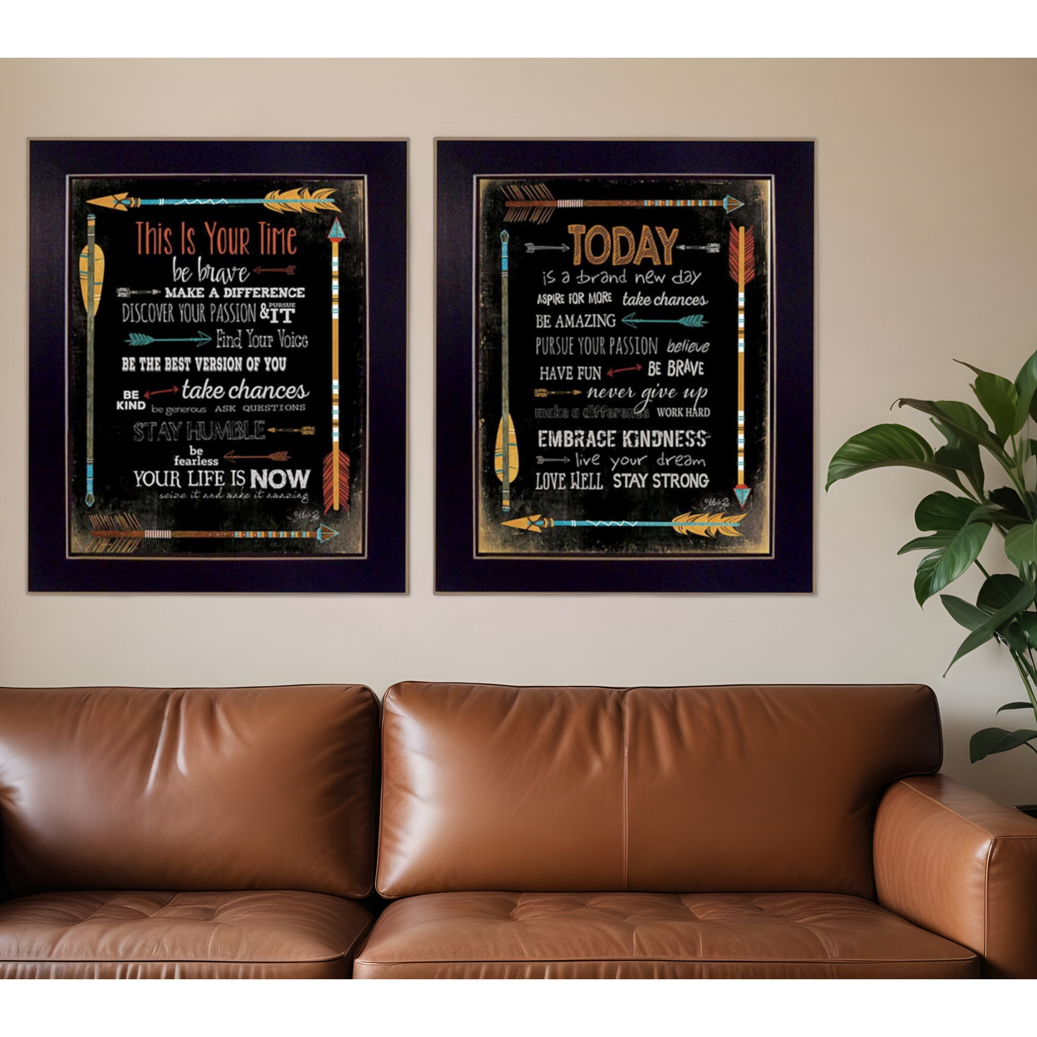Set Of Two Arrows II Black Framed Print Wall Art