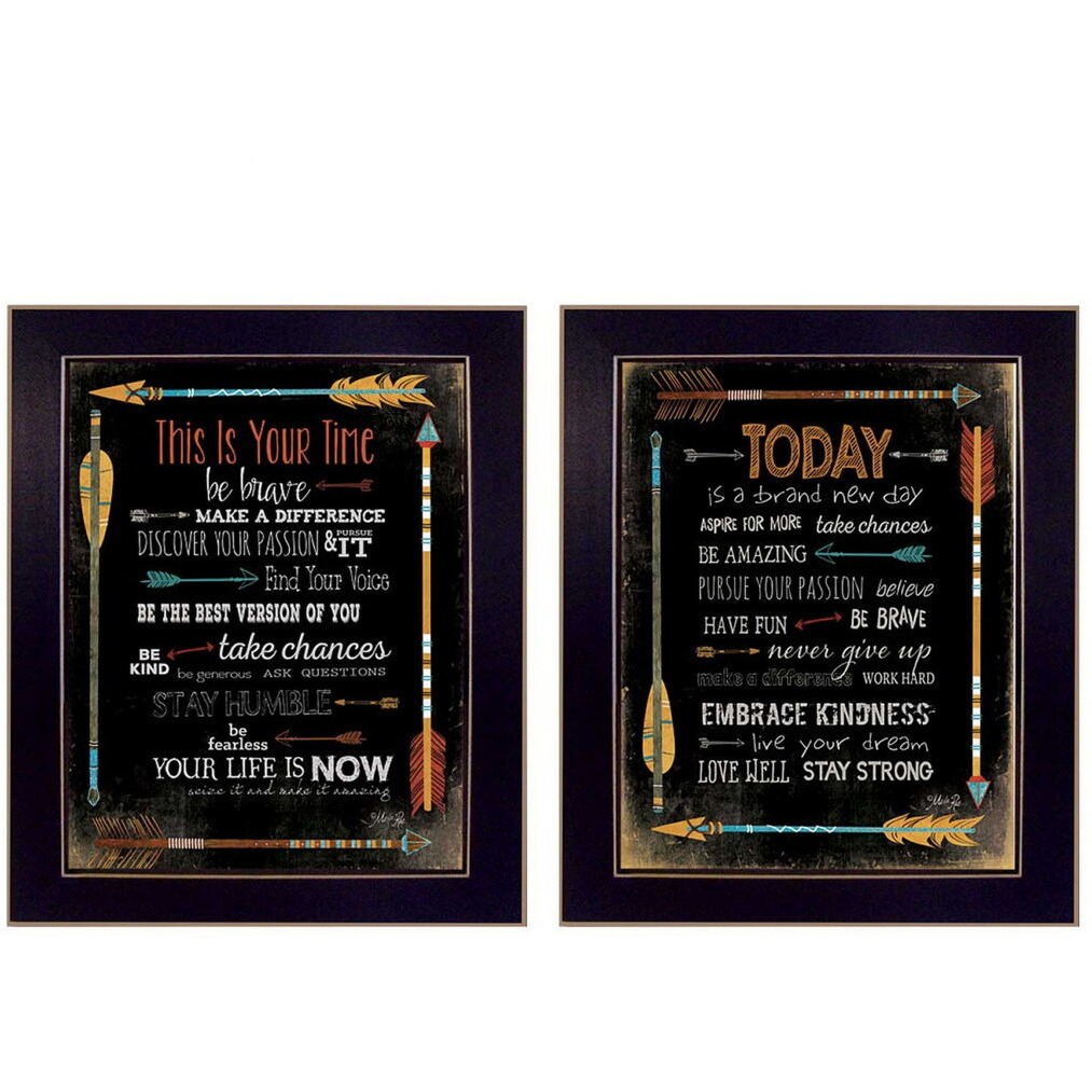 Set Of Two Arrows II Black Framed Print Wall Art