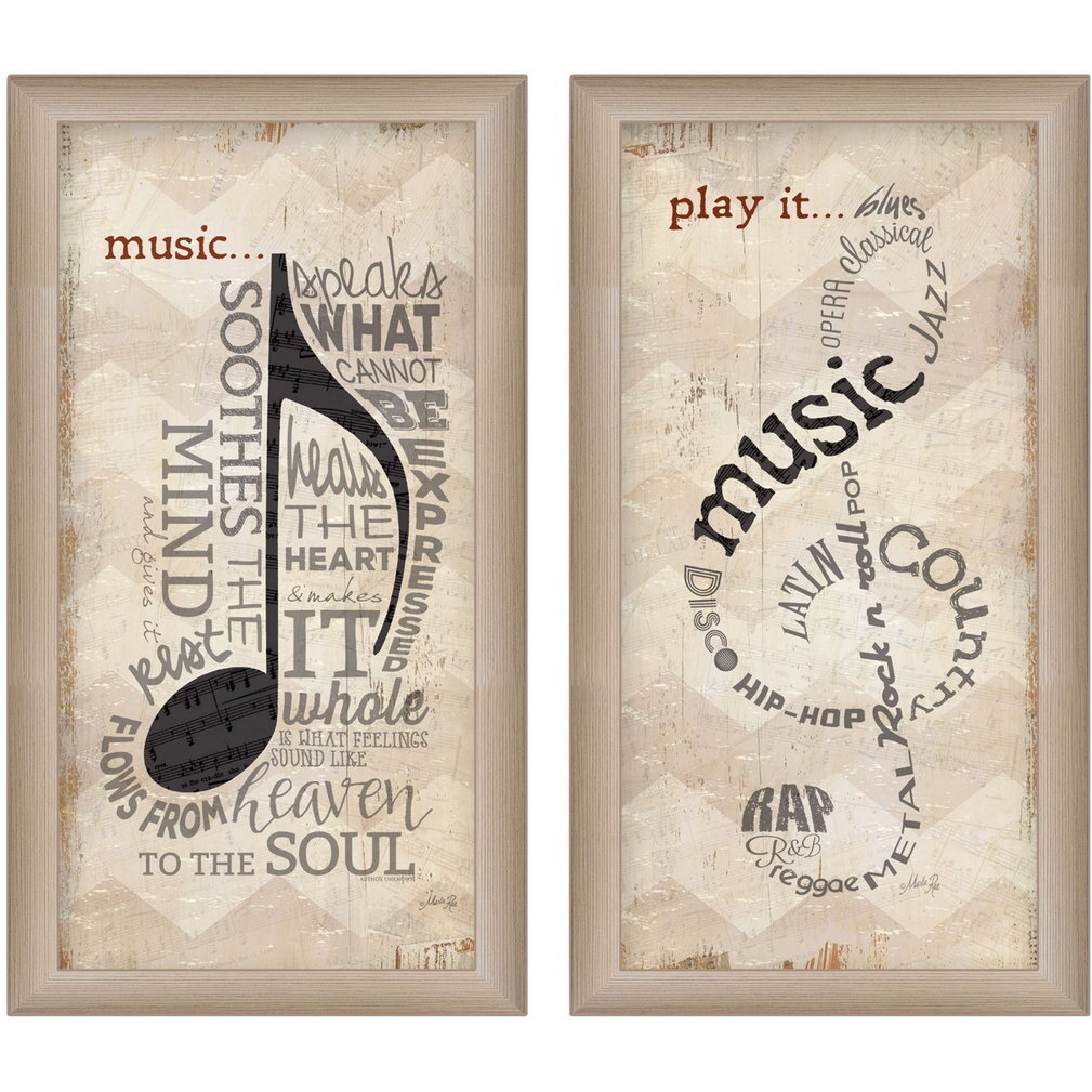 Set Of Two Musical NotesBrown Framed Print Wall Art