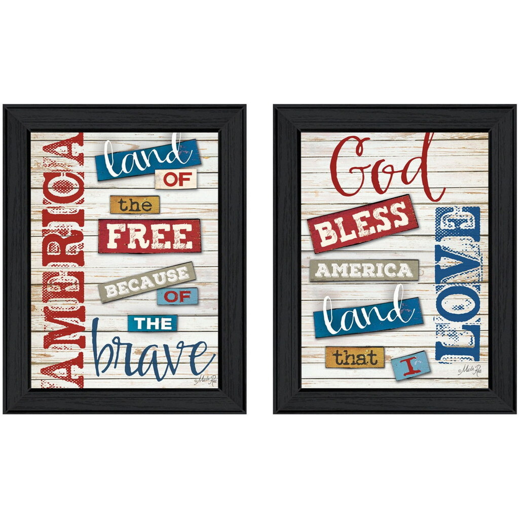 Set Of Two American 1 Black Framed Print Wall Art