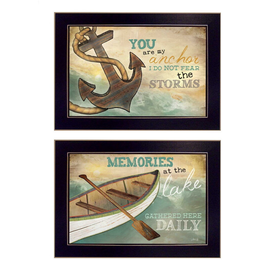 Set Of Two Memories at the Lake Black Framed Print Wall Art
