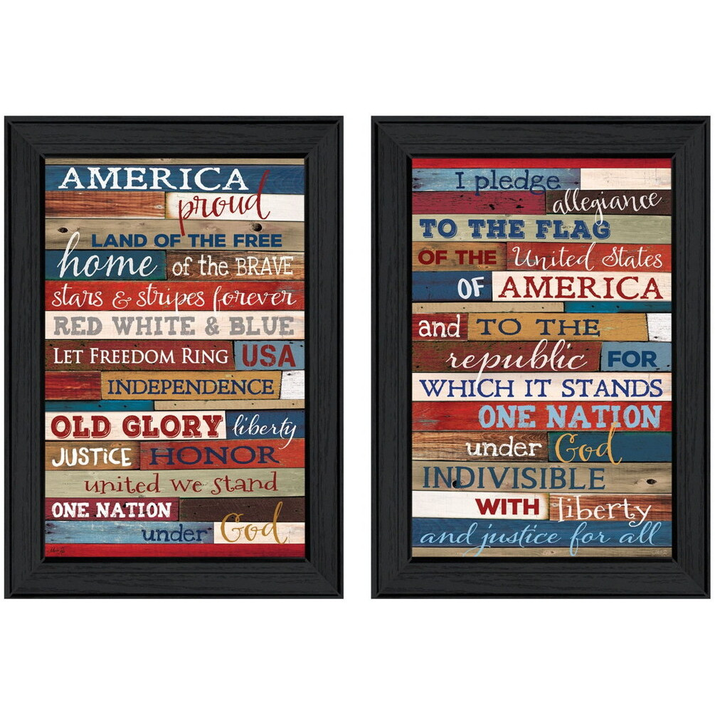 Set Of Two America Proud I Black Framed Print Wall Art