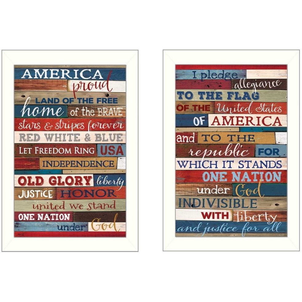 Set Of Two America Proud White Framed Print Wall Art