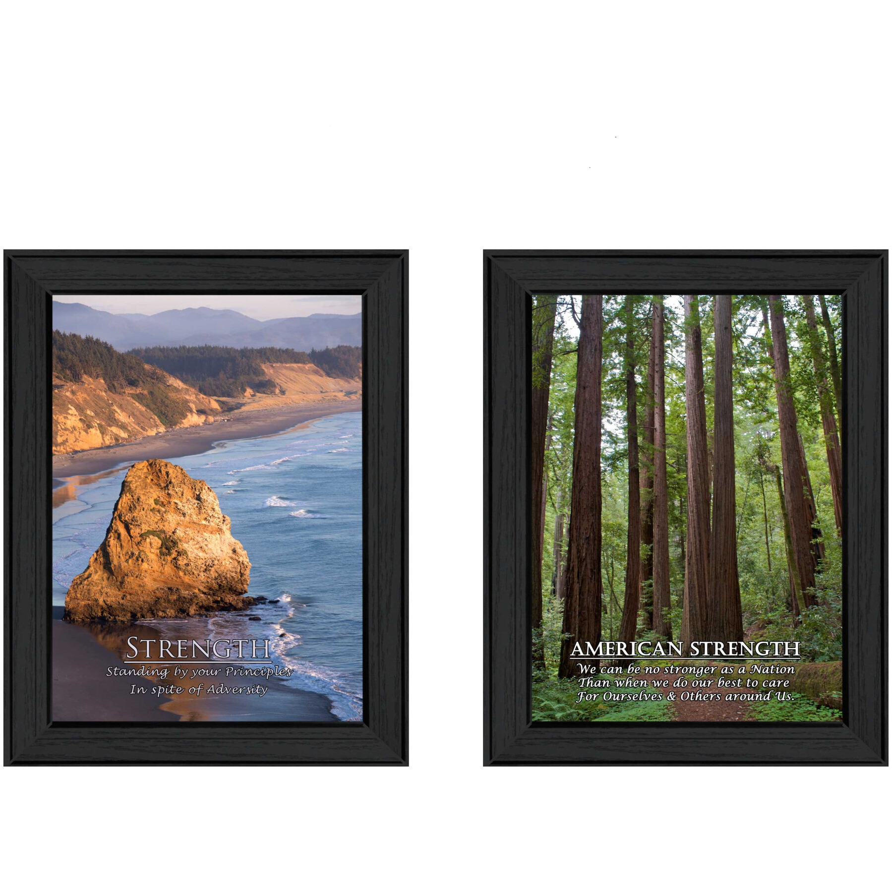 Set Of Two Strength 1 Black Framed Print Wall Art
