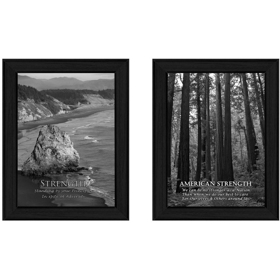Set Of Two Strength 2 Black Framed Print Wall Art