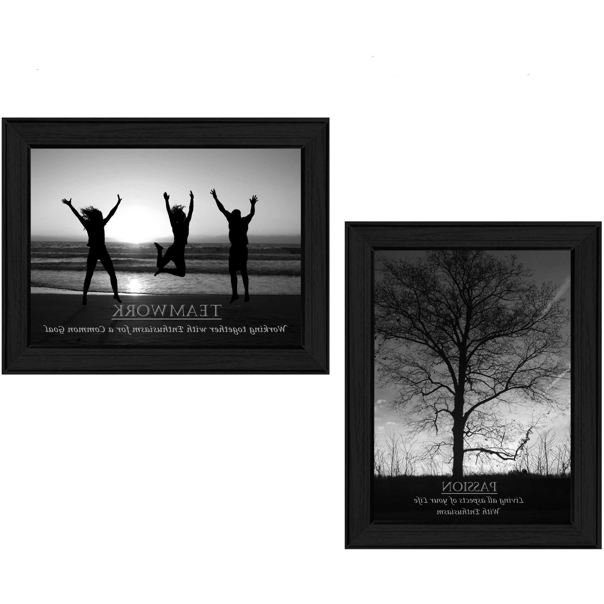 Set Of Two Passion and Teamwork Black Framed Print Wall Art