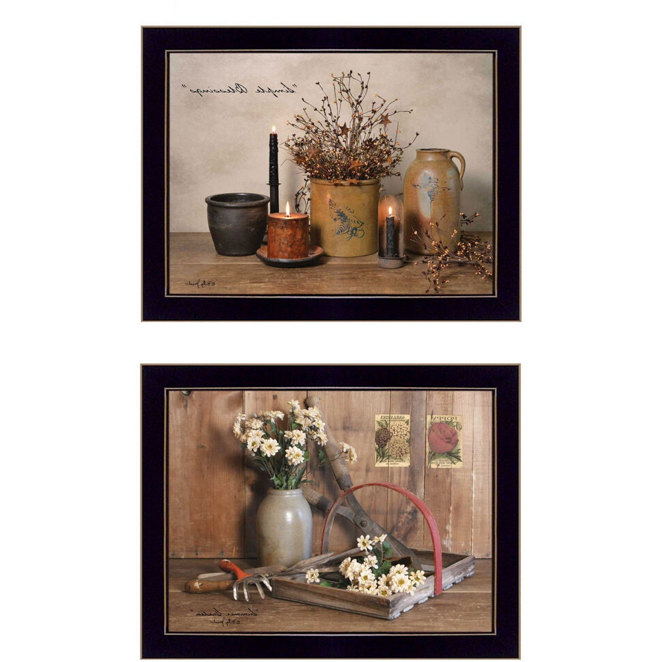 Set Of Two Simple Blessings Black Framed Print Wall Art