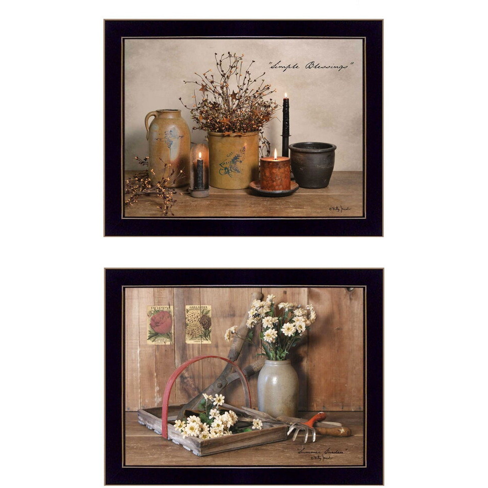 Set Of Two Simple Blessings Black Framed Print Wall Art