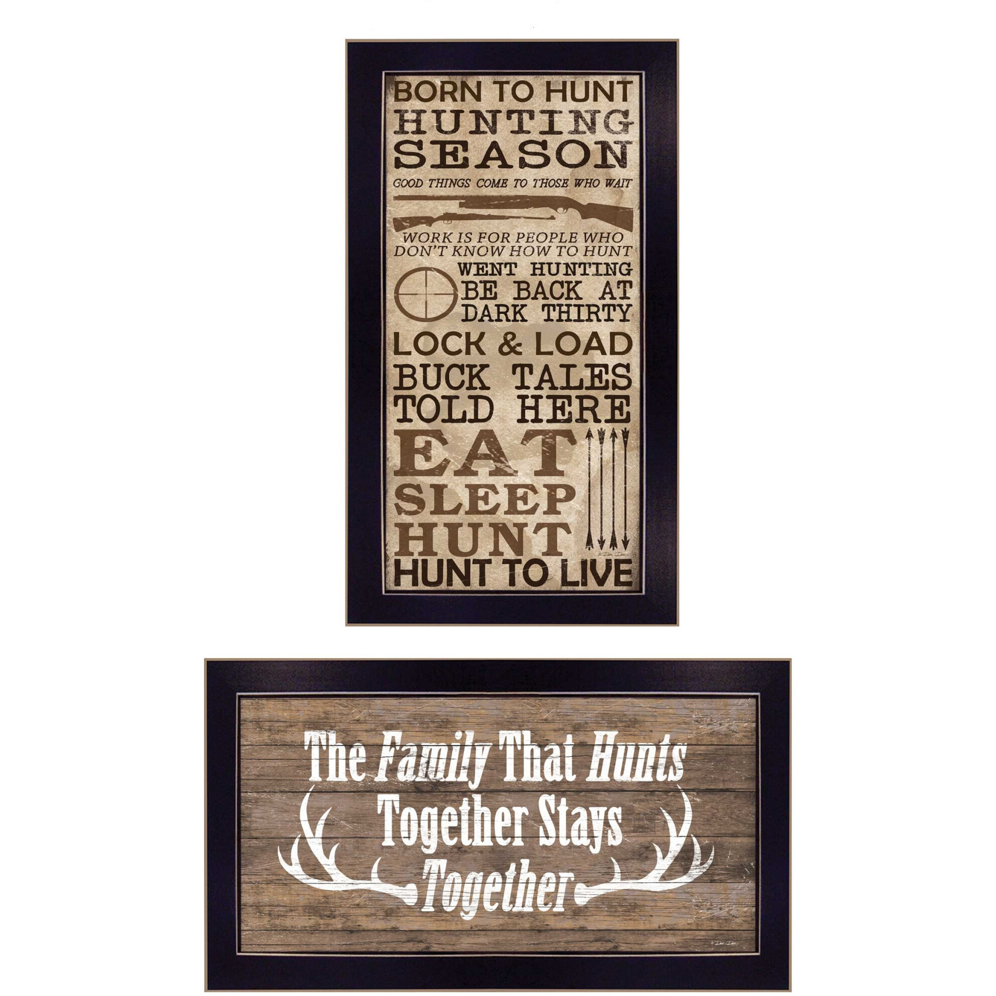 Set Of Two Hunting Season Black Framed Print Wall Art