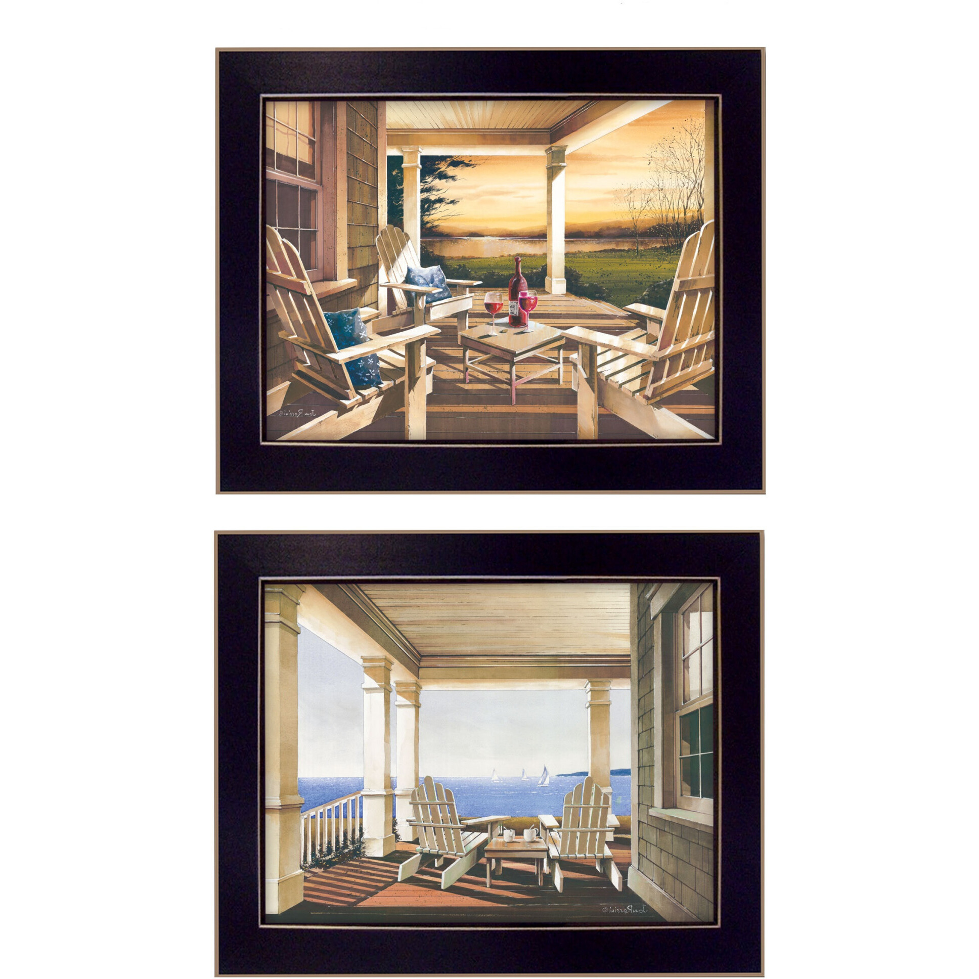 Set Of Two Veranda Views Black Framed Print Wall Art