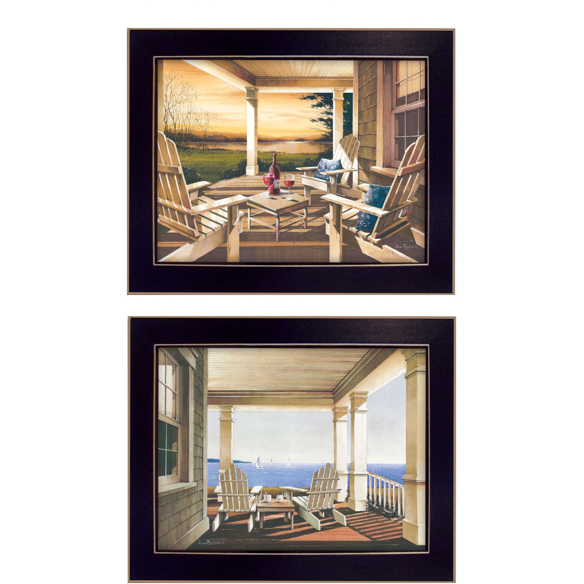 Set Of Two Veranda Views Black Framed Print Wall Art