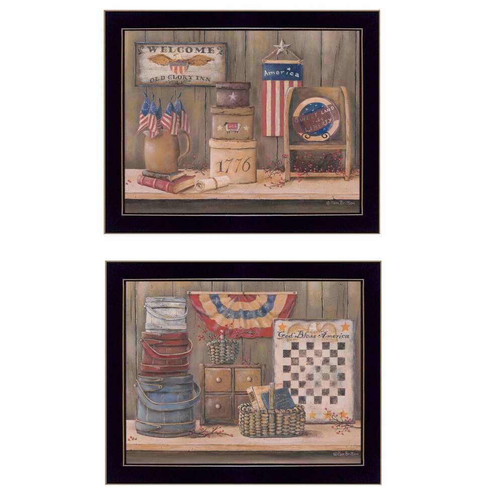 Set Of Two Sweet Land of Liberty 1 Black Framed Print Wall Art