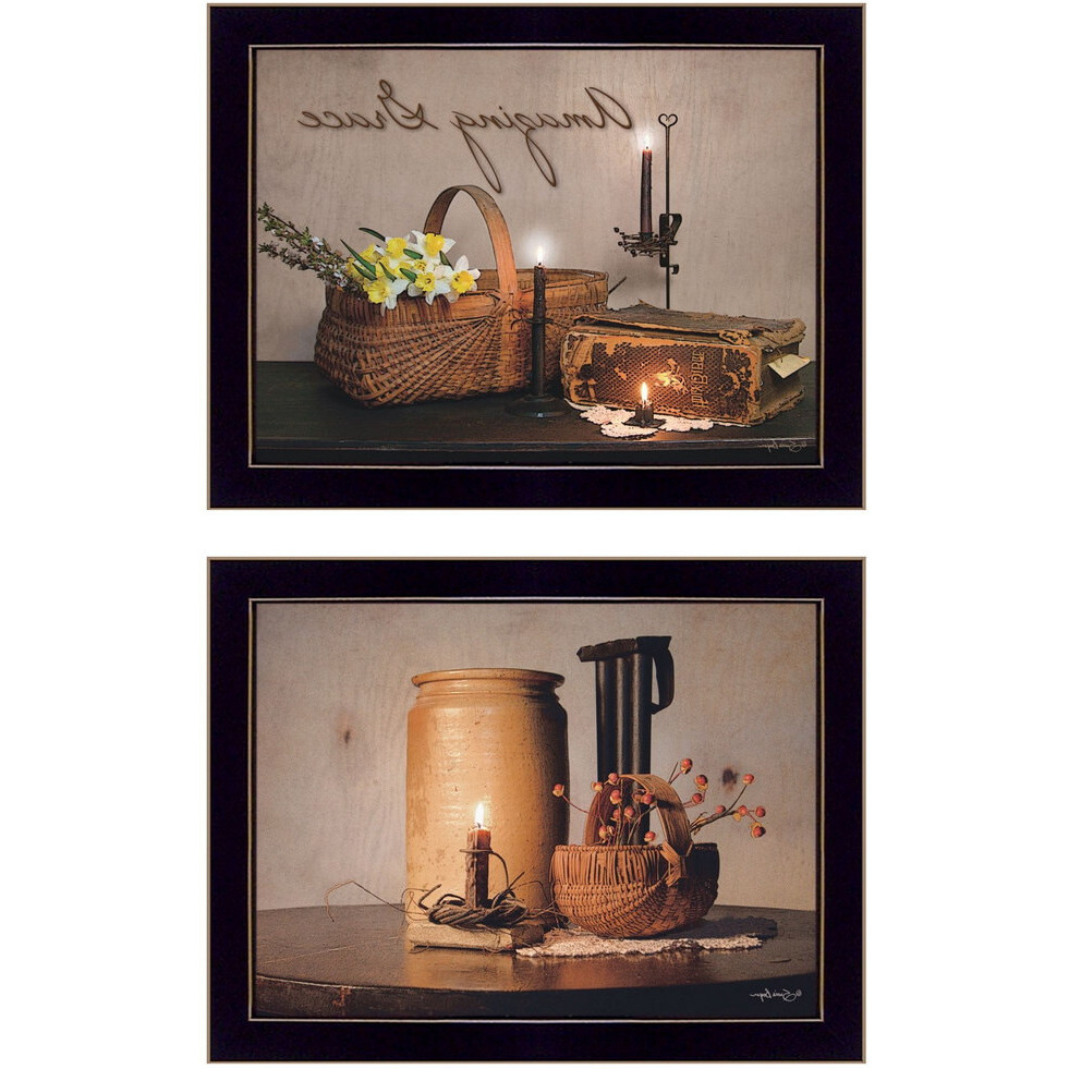 Set Of Two Amazing Grace Americana Black Framed Print Wall Art