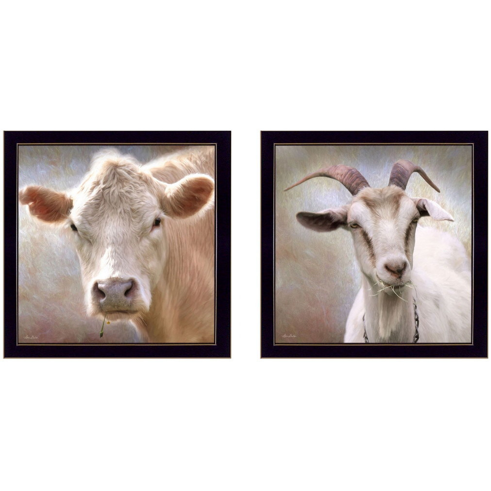 Set Of Two Up Close on the Farm Black Framed Print Wall Art