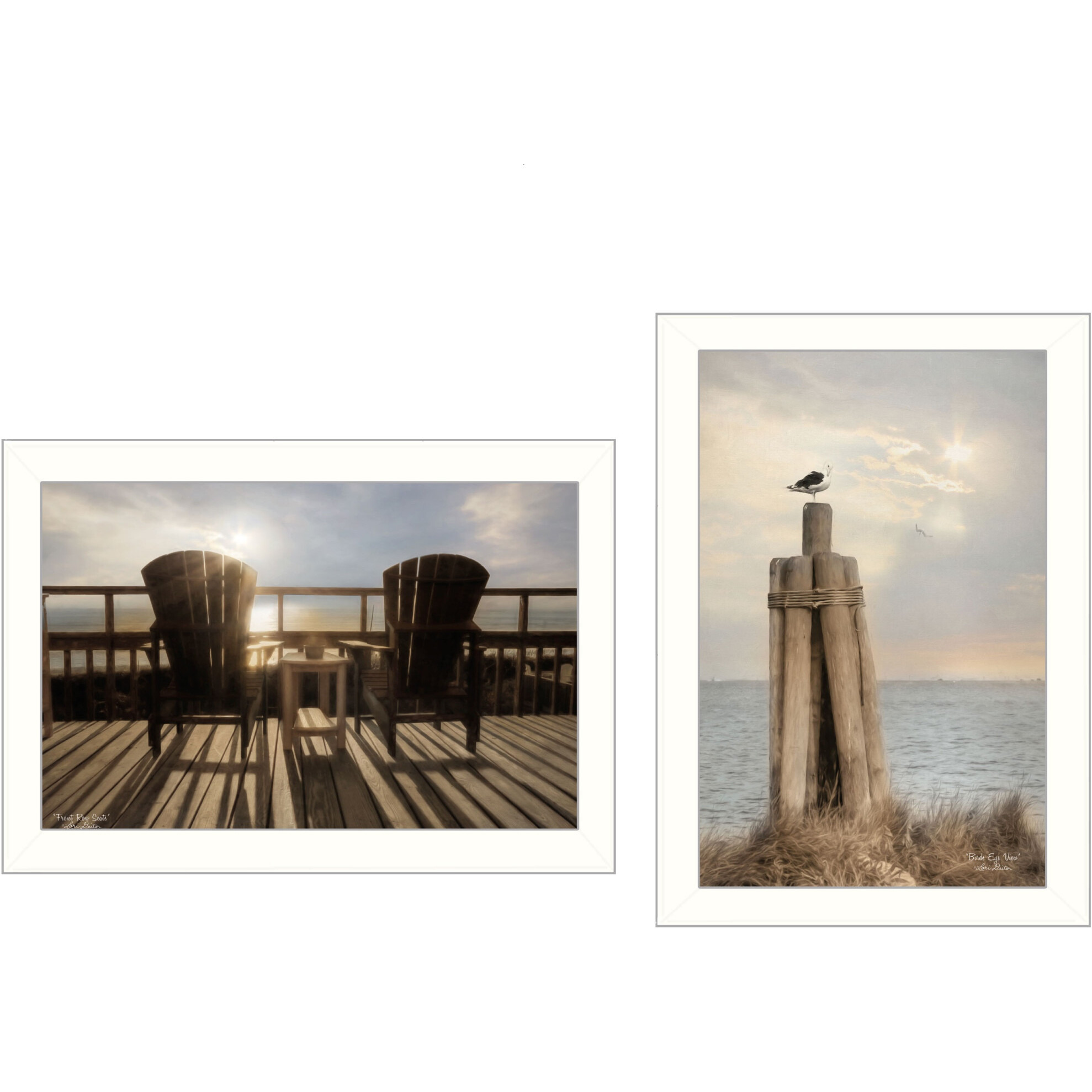 Set Of Two By The Sea 2 White Framed Print Wall Art