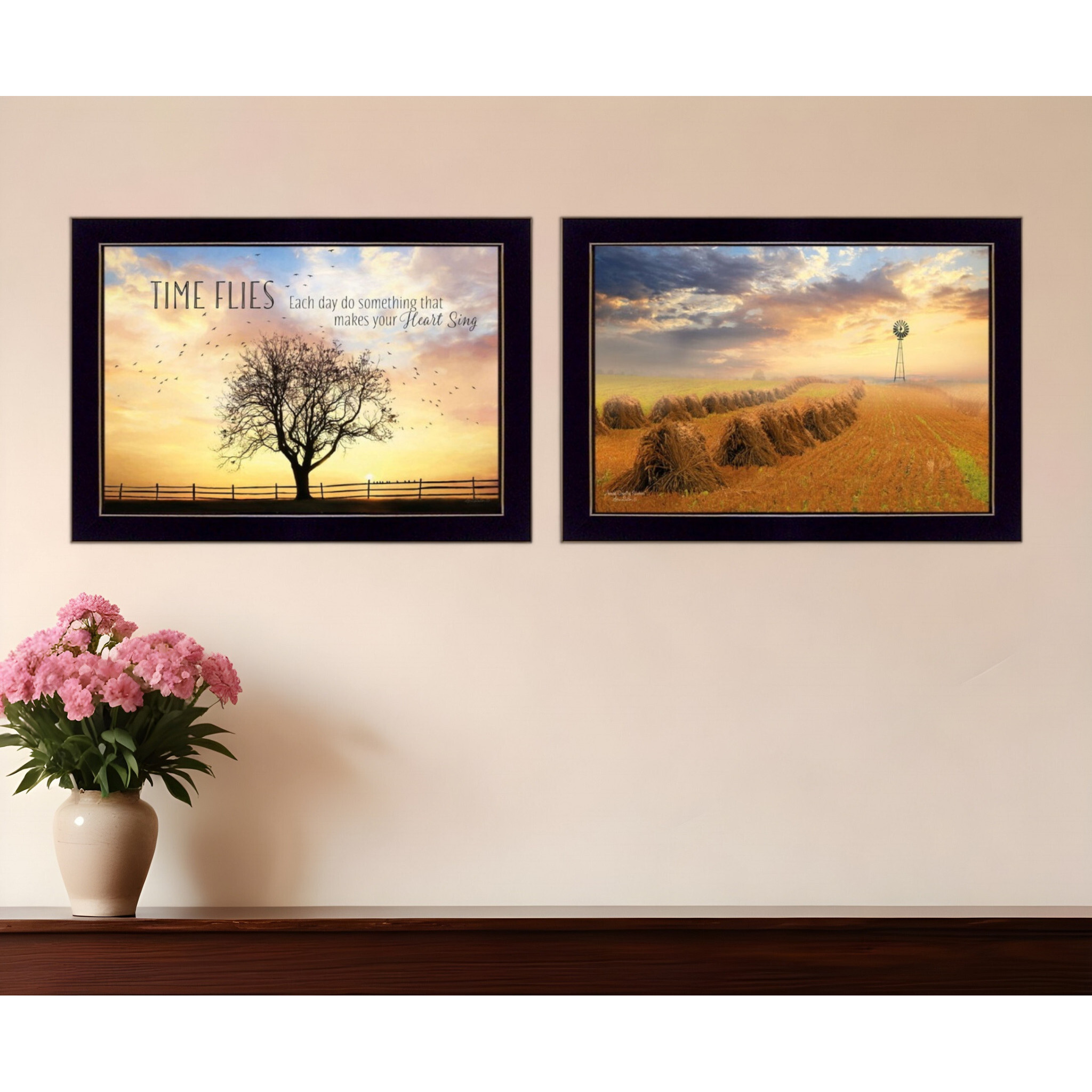 Set Of Two Amish Country Black Framed Print Wall Art
