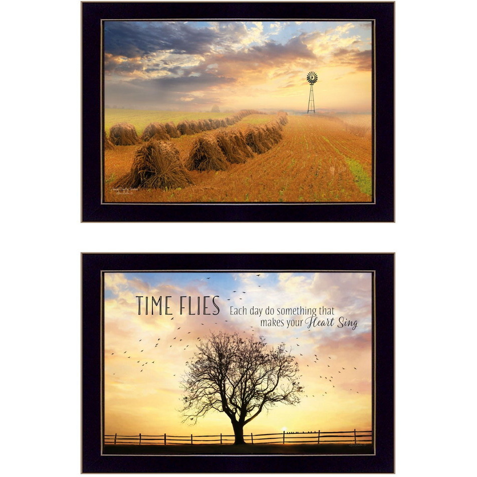 Set Of Two Amish Country Black Framed Print Wall Art