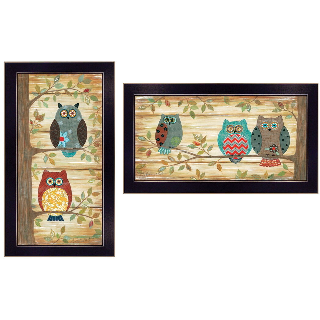 Set Of Two The Wise Owls Black Framed Print Wall Art