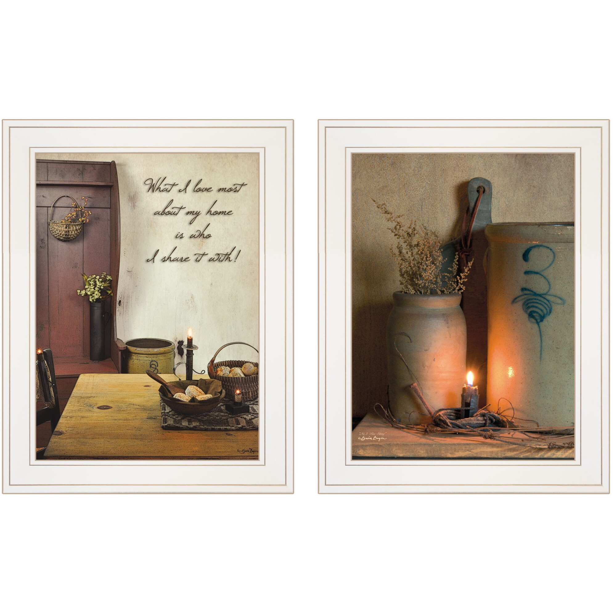 Set Of Two What I Love Most 1 White Framed Print Wall Art