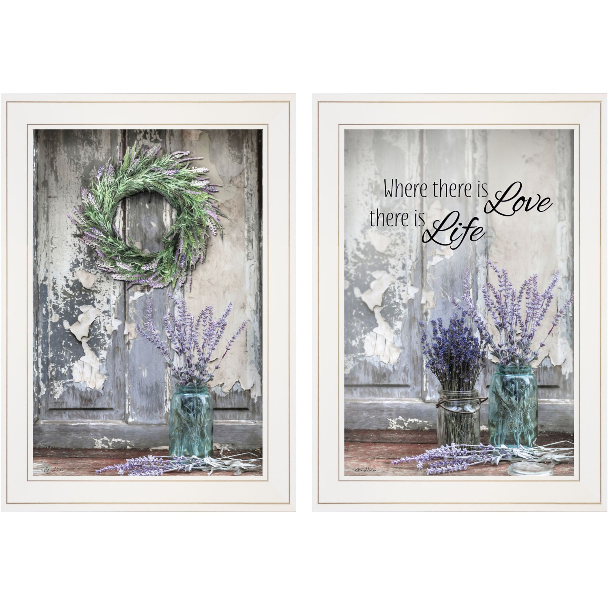 Set Of Two Where There is Love 1 White Framed Print Wall Art