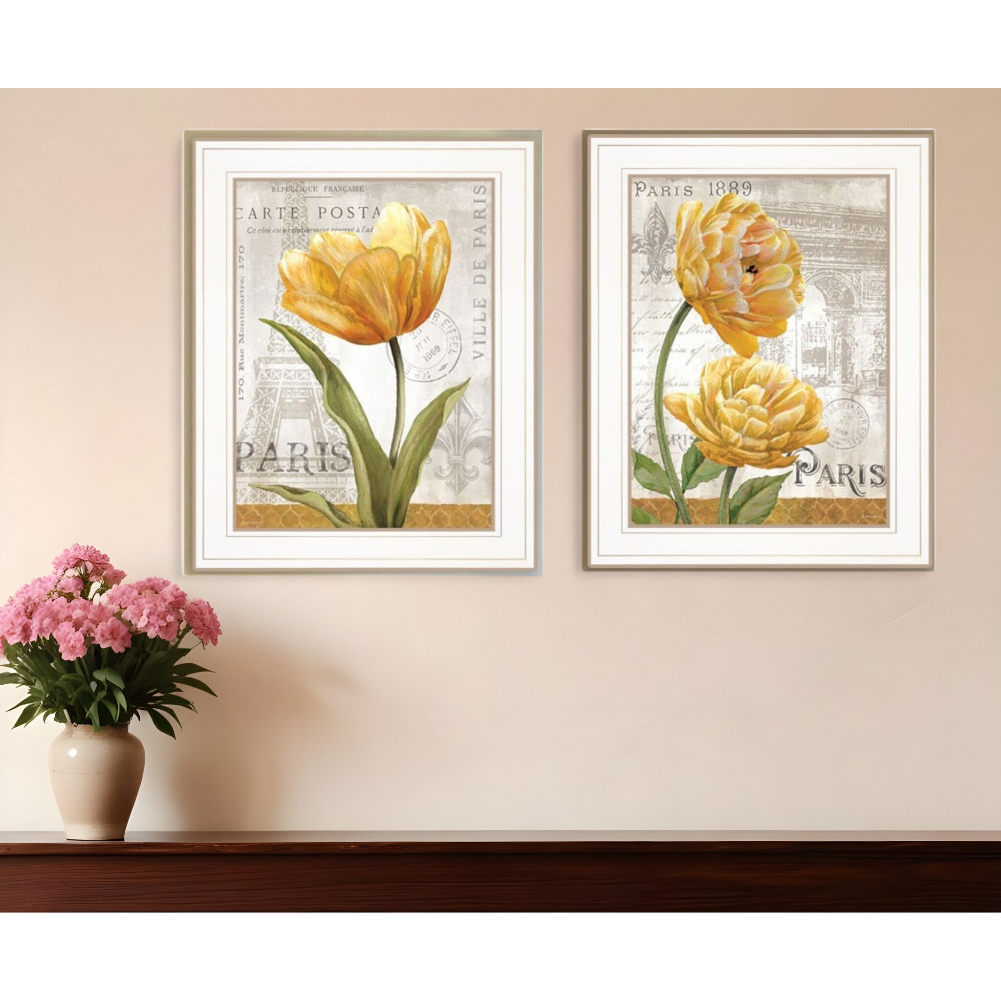 Set Of Two Paris 1 White Framed Print Wall Art