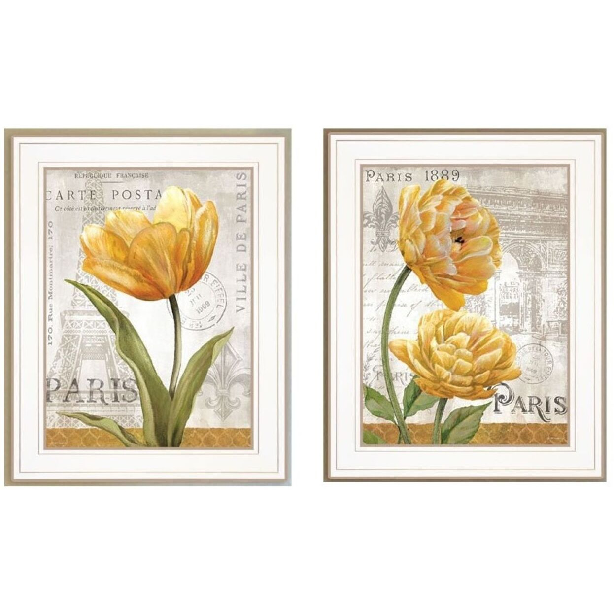 Set Of Two Paris 1 White Framed Print Wall Art