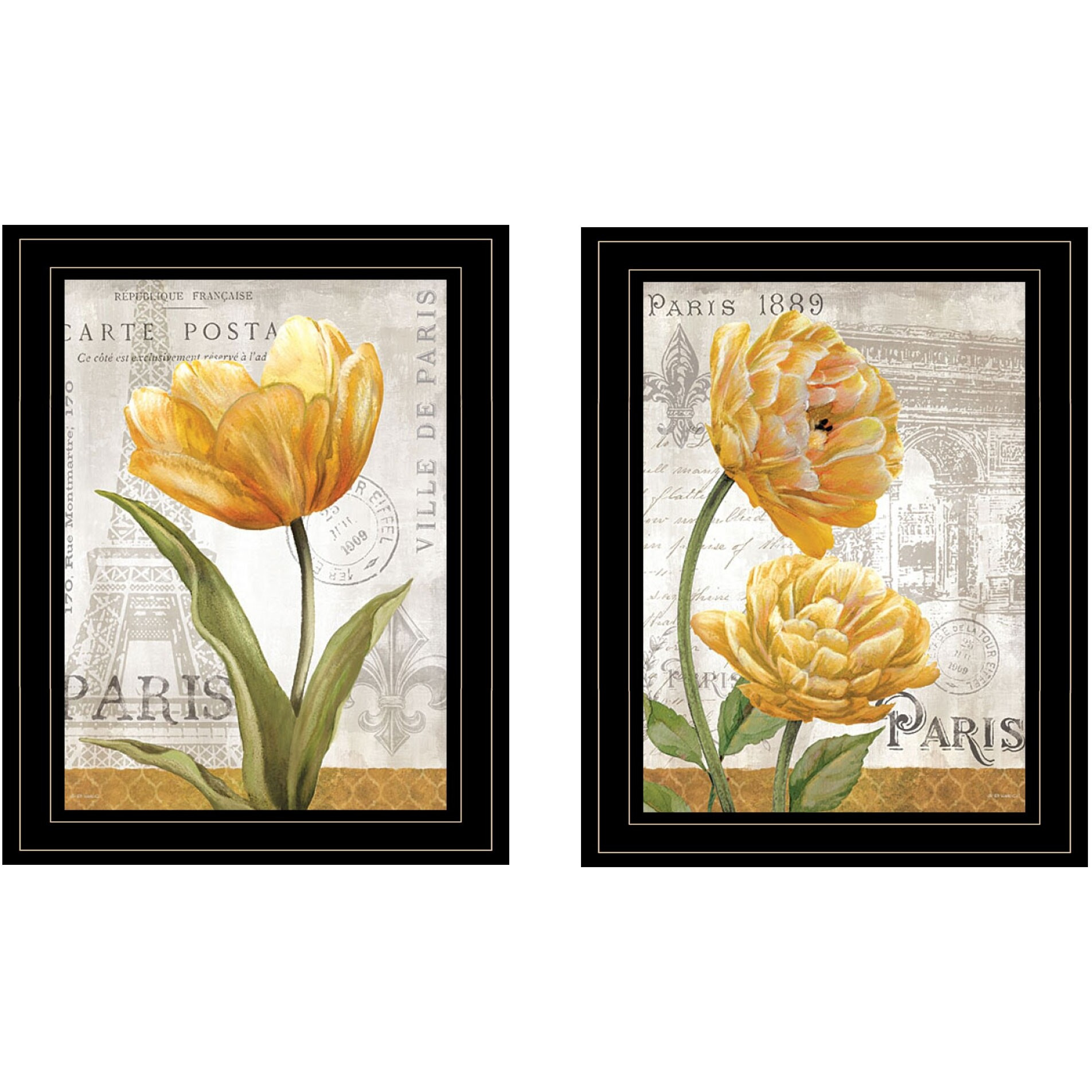 Set Of Two Paris 2 Black Framed Print Wall Art