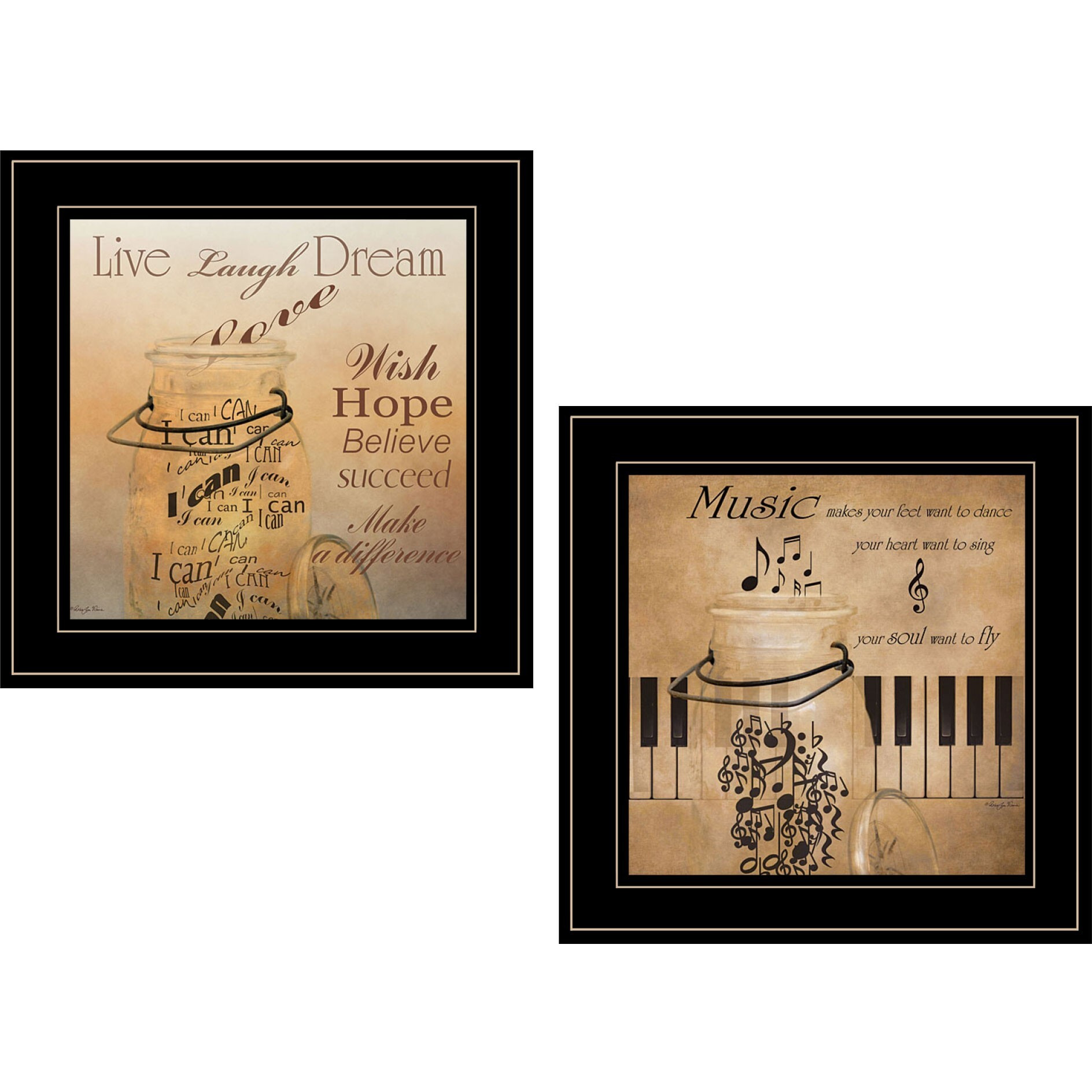 Set Of Two Music 2 Black Framed Print Wall Art