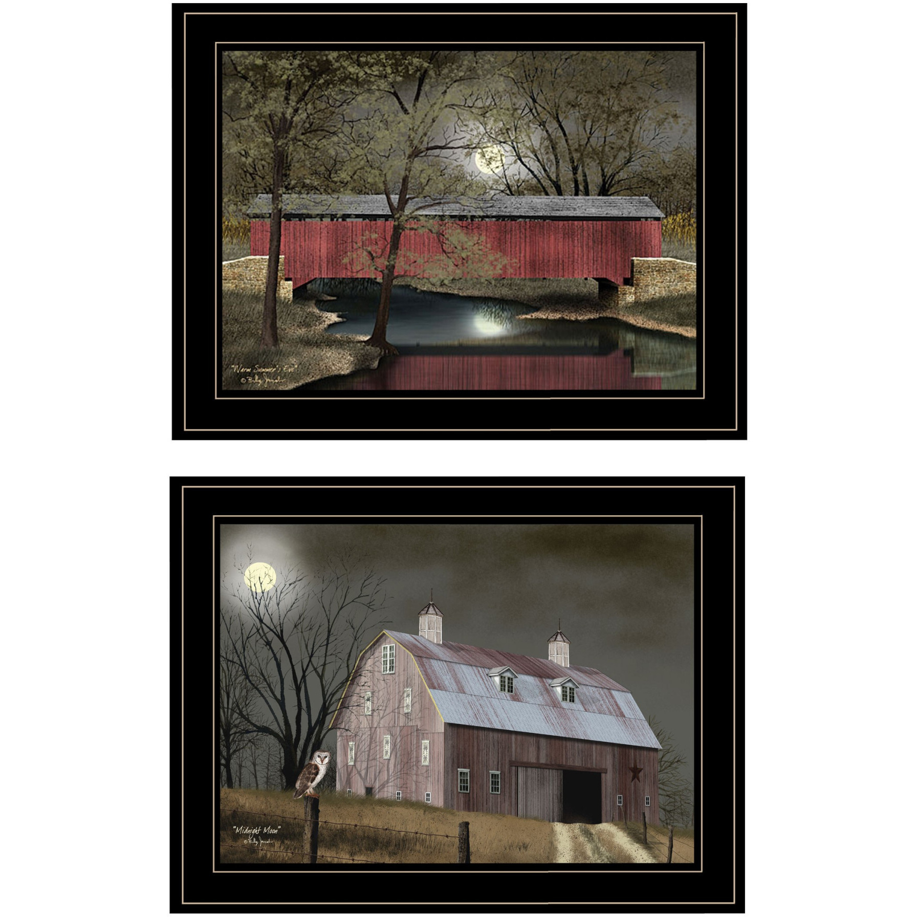 Midnight Moon Black Framed Print Wall Art