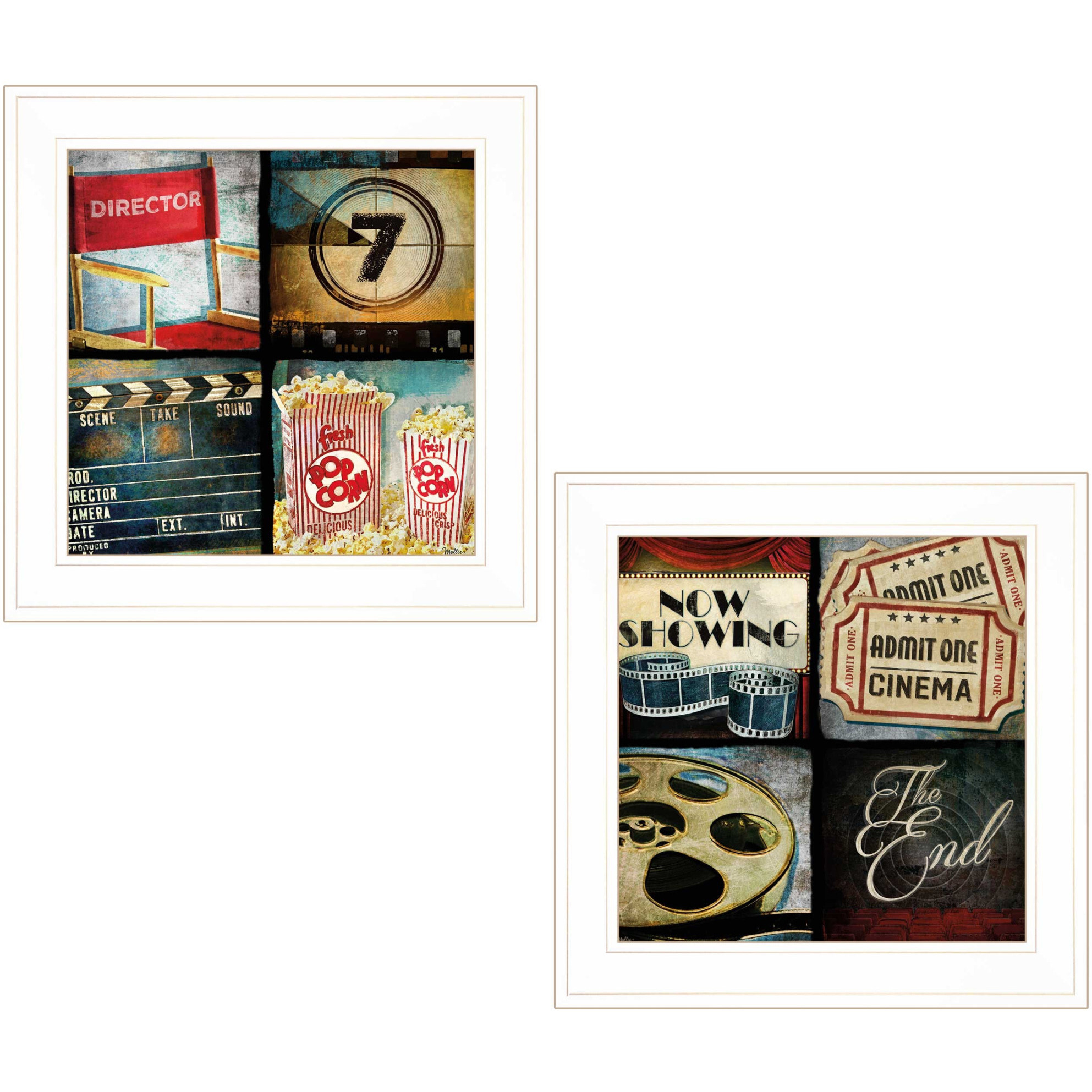 Set Of Two At The Movies 1 White Framed Print Wall Art