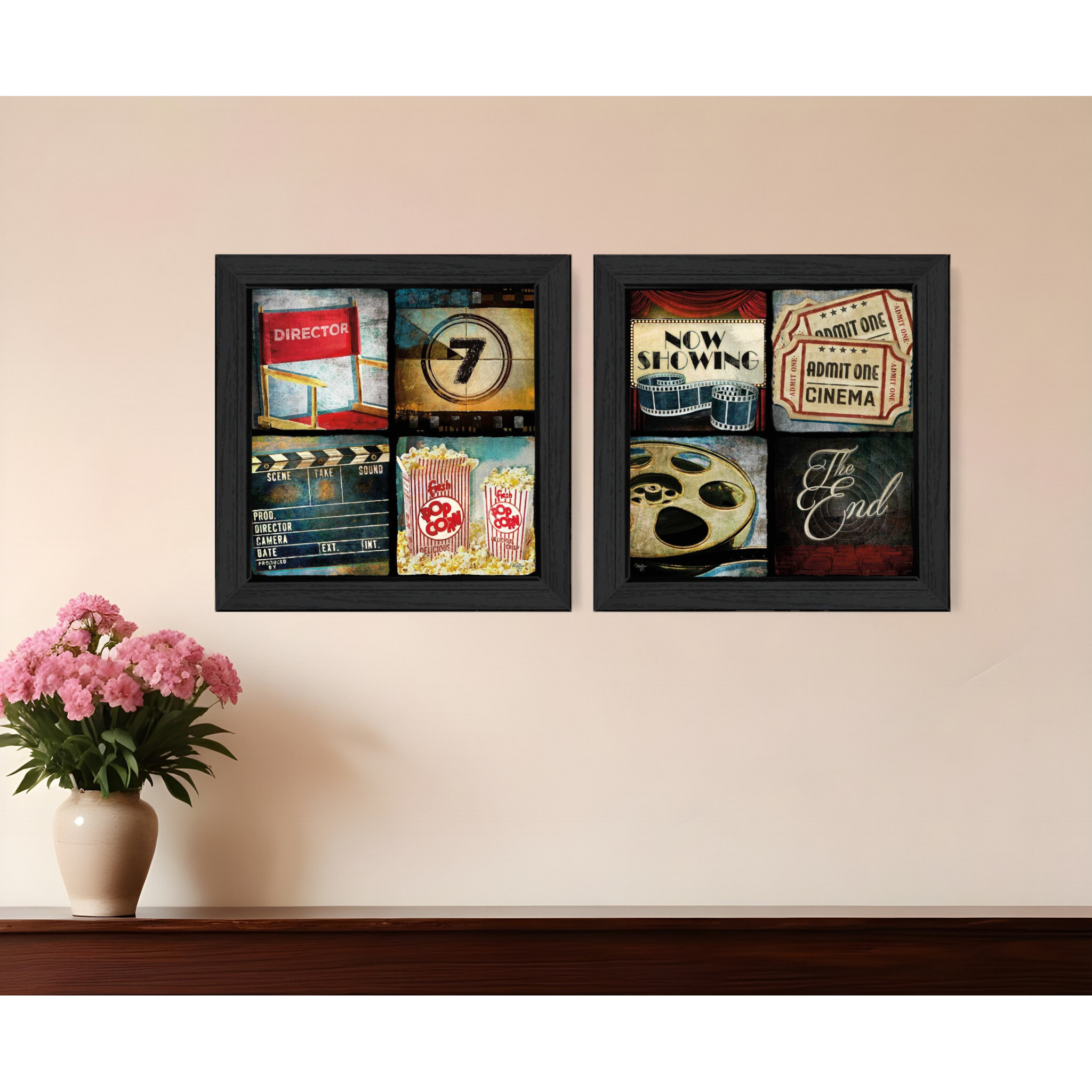 Set Of Two At The Movies 2 Black Framed Print Wall Art
