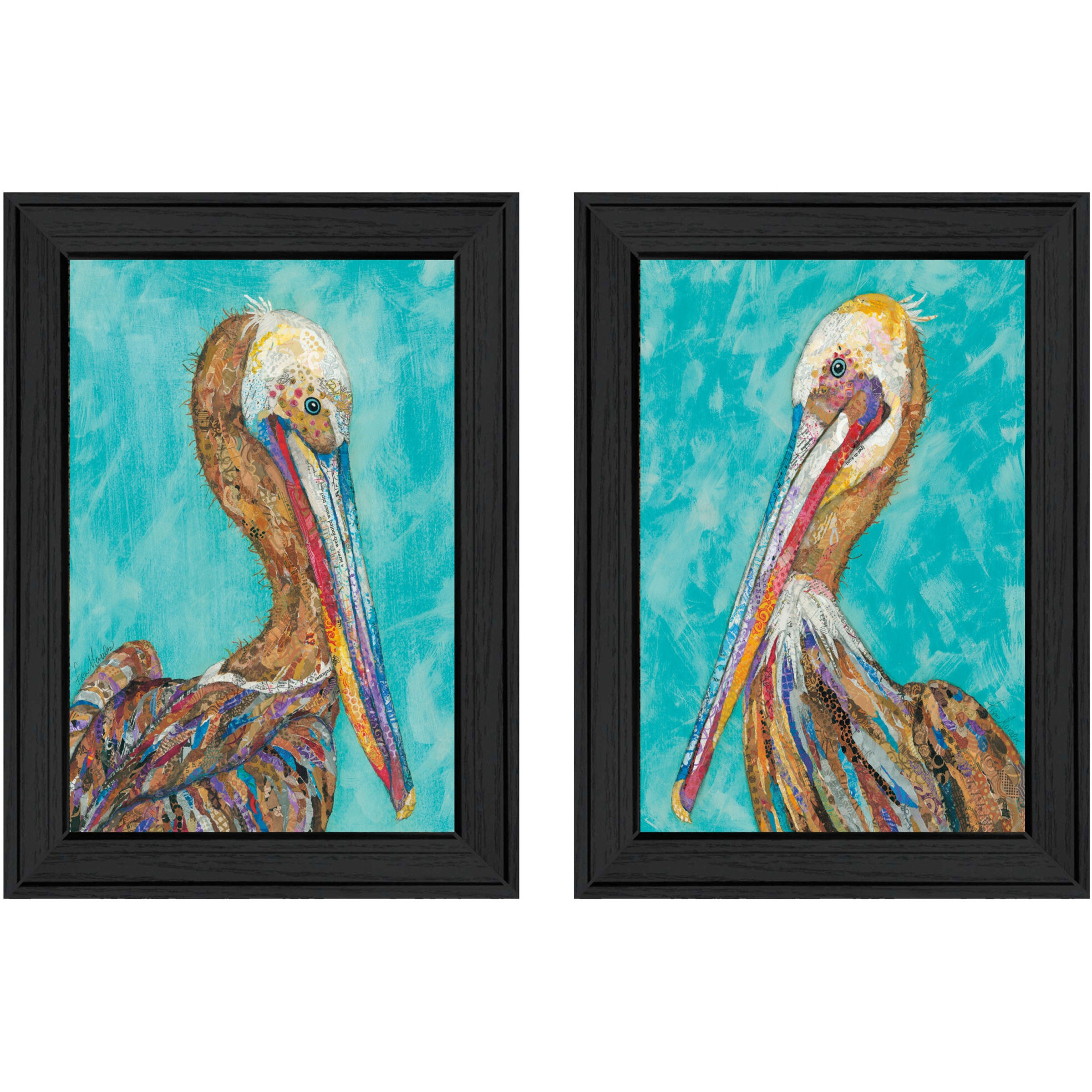 Set Of Two Pelicans 2 Black Framed Print Wall Art