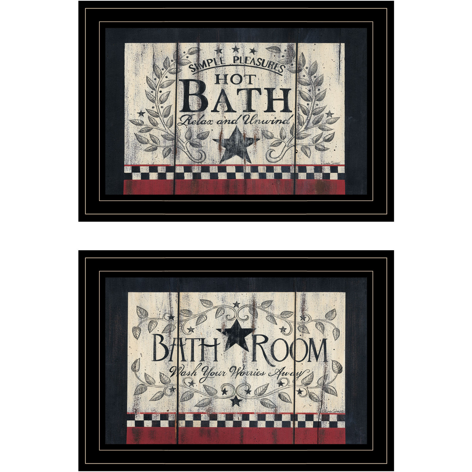Set Of Two Hot Bath Black Framed Print Bathroom Wall Art