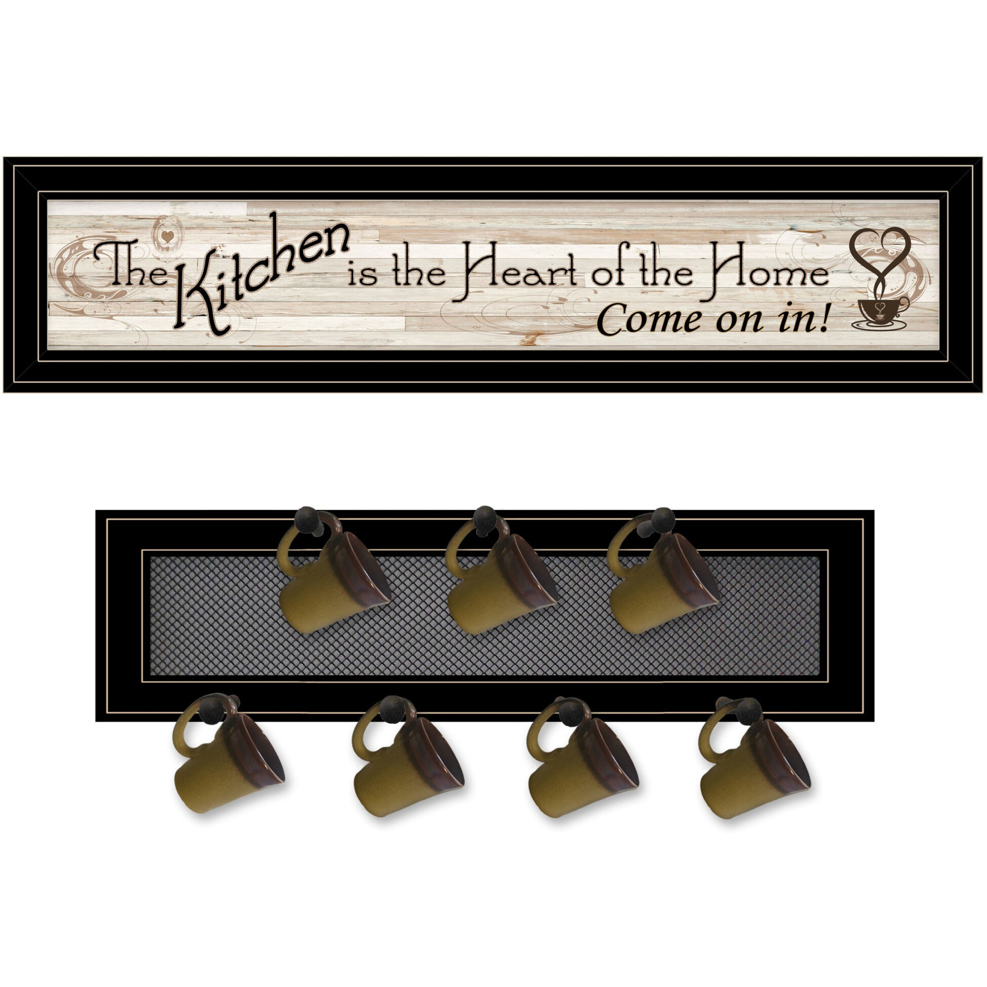Set Of Two Kitchen Print and Mug Rack Kitchen Wall Art