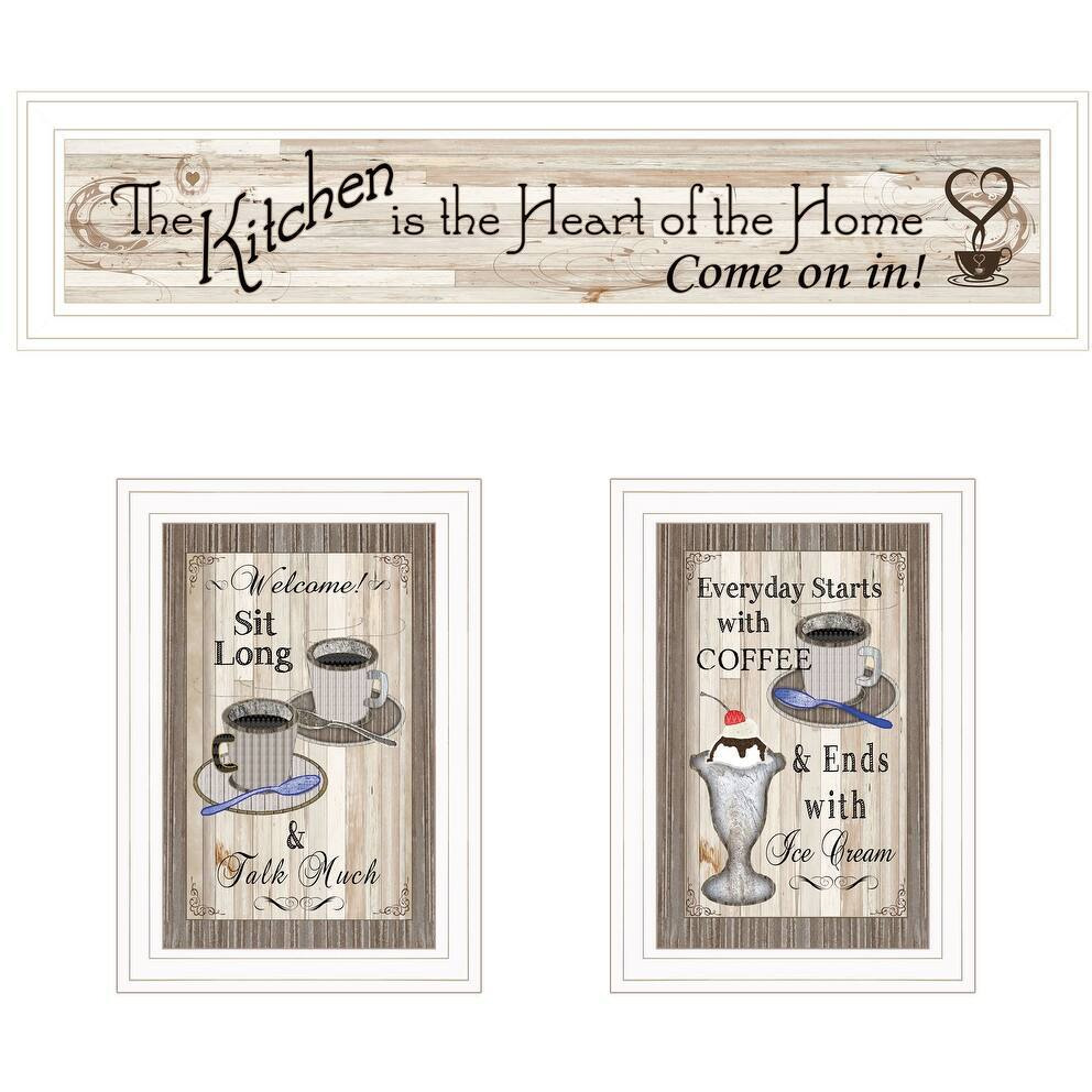 Set Of Three Kitchen Come In White Framed Print Kitchen Wall Art