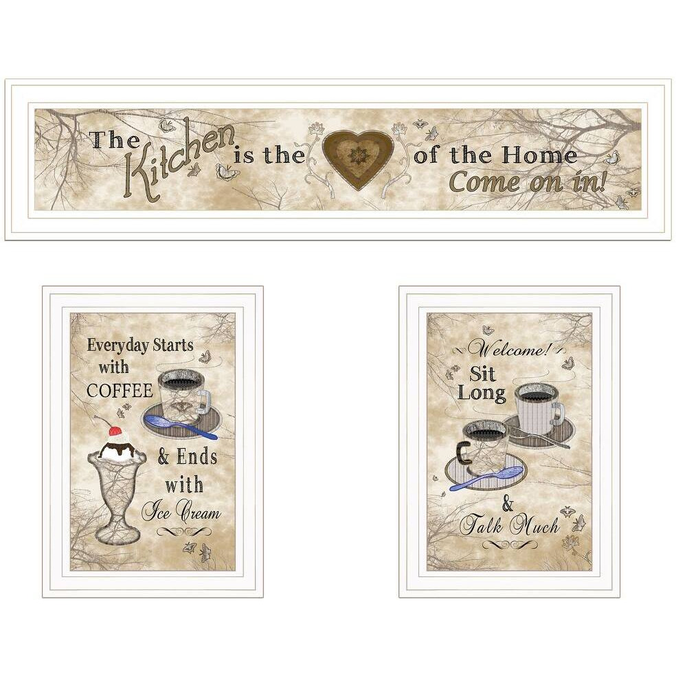 Set Of Three Love of Nature Kitchen White Framed Print Kitchen Wall Art