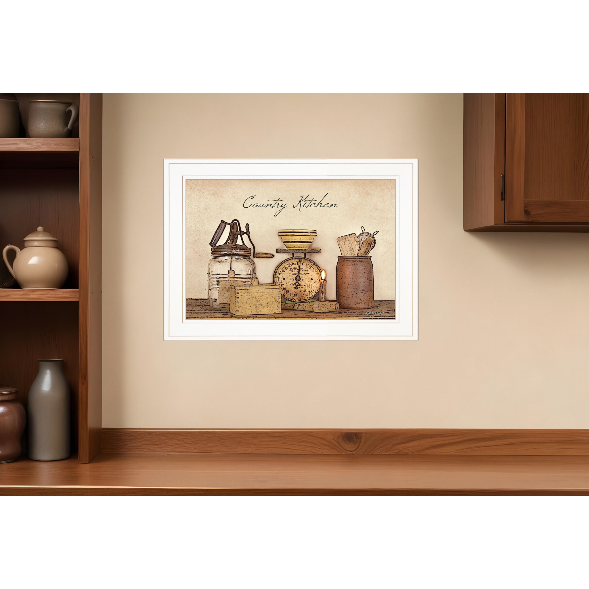 Country Kitchen White Framed Print Kitchen Wall Art