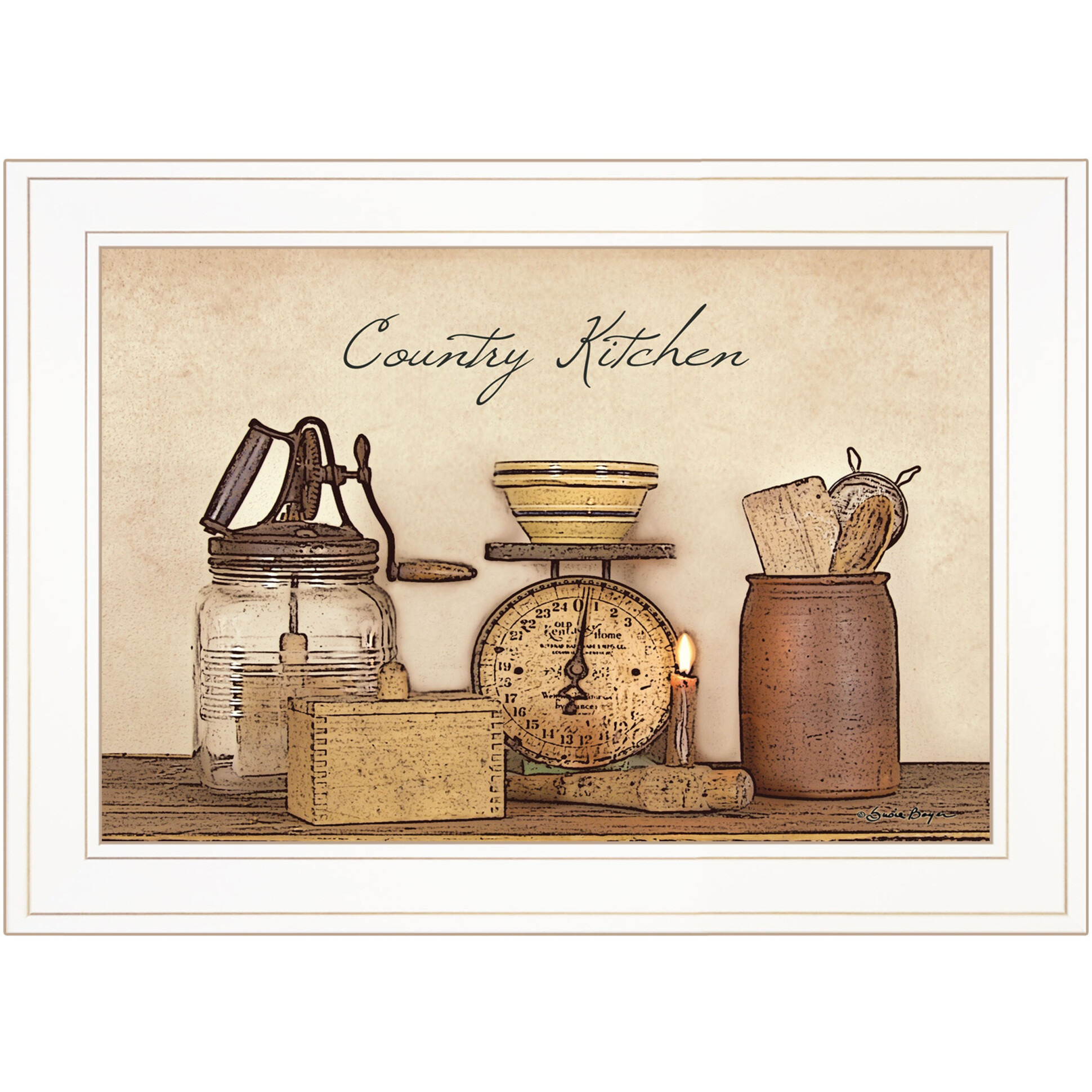 Country Kitchen White Framed Print Kitchen Wall Art