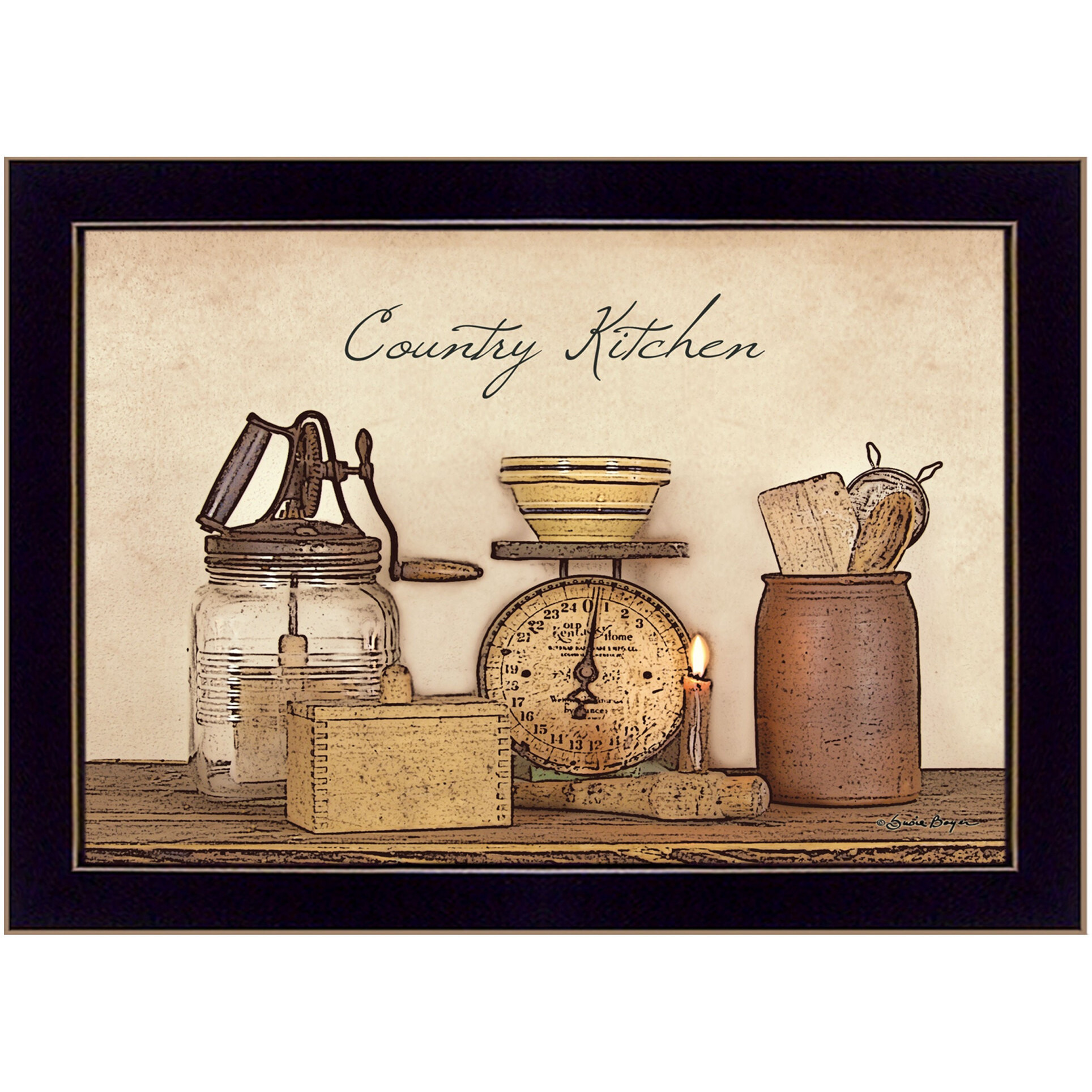 Country Kitchen Black Framed Print Kitchen Wall Art