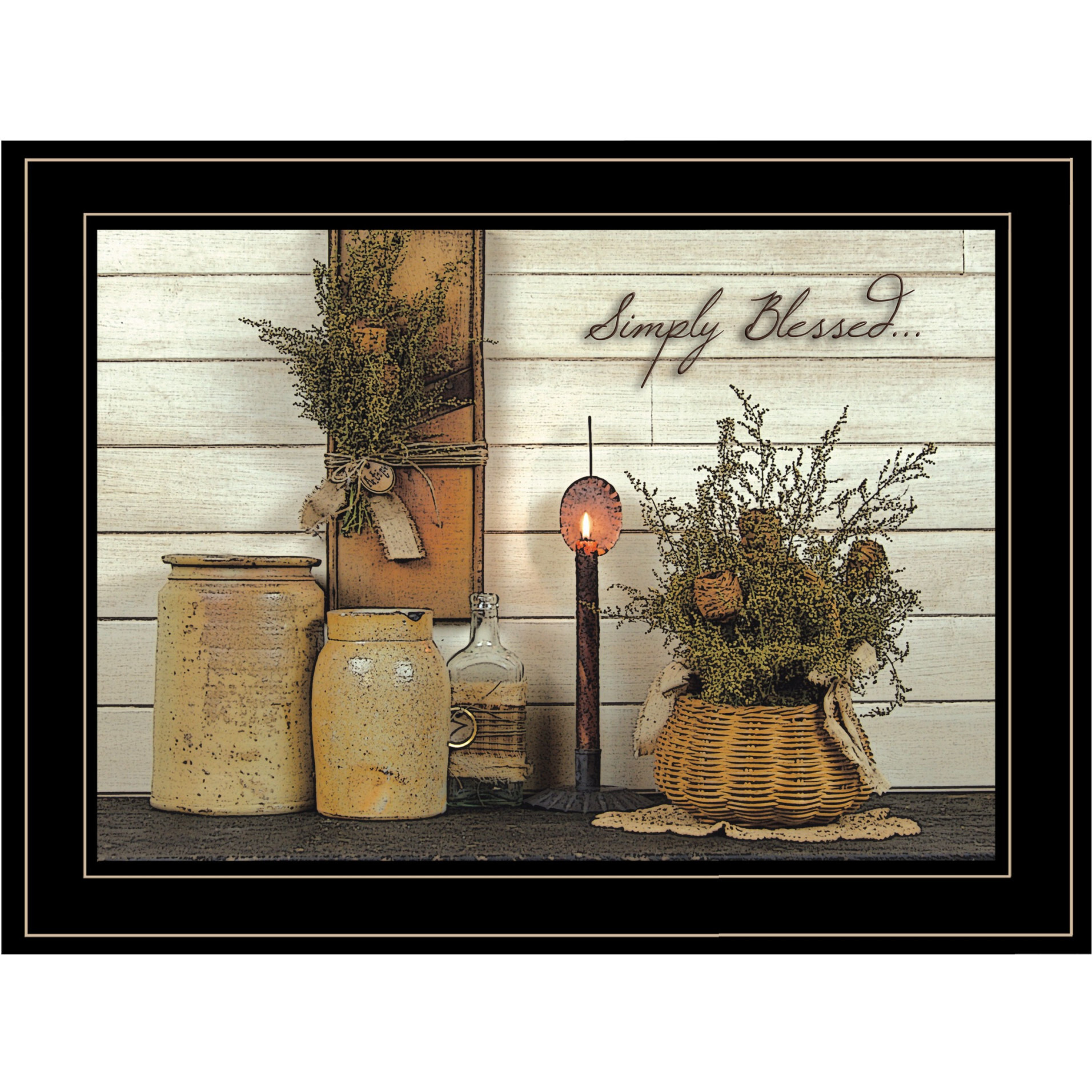 Simply Blessed Black Framed Print Kitchen Wall Art