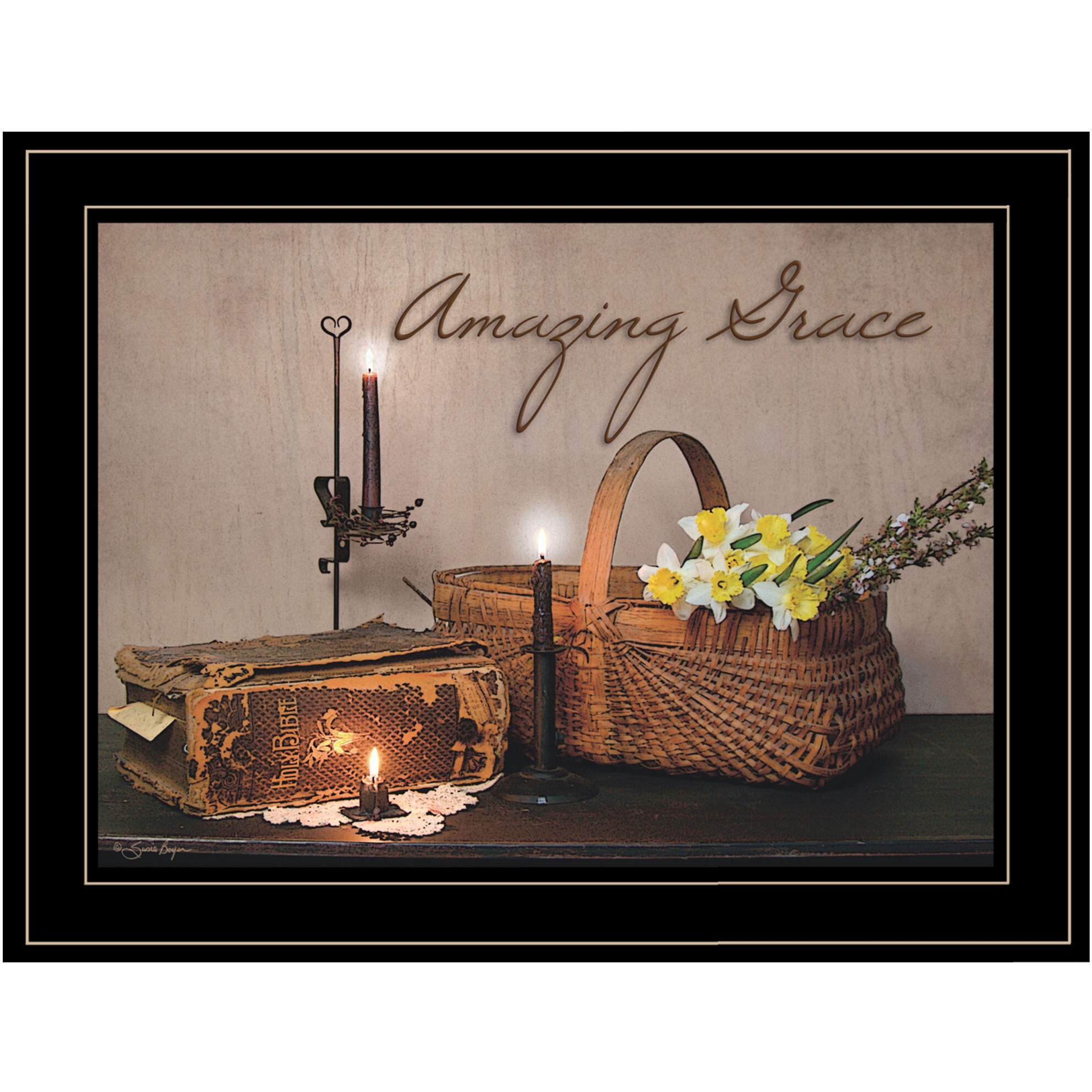 Amazing Grace Black Framed Print Kitchen Wall Art